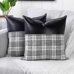 Pillow Covers Cushion Cases Soft Leather and Cotton (23 — 22 Inch / 1 Pair / 2 Pc)