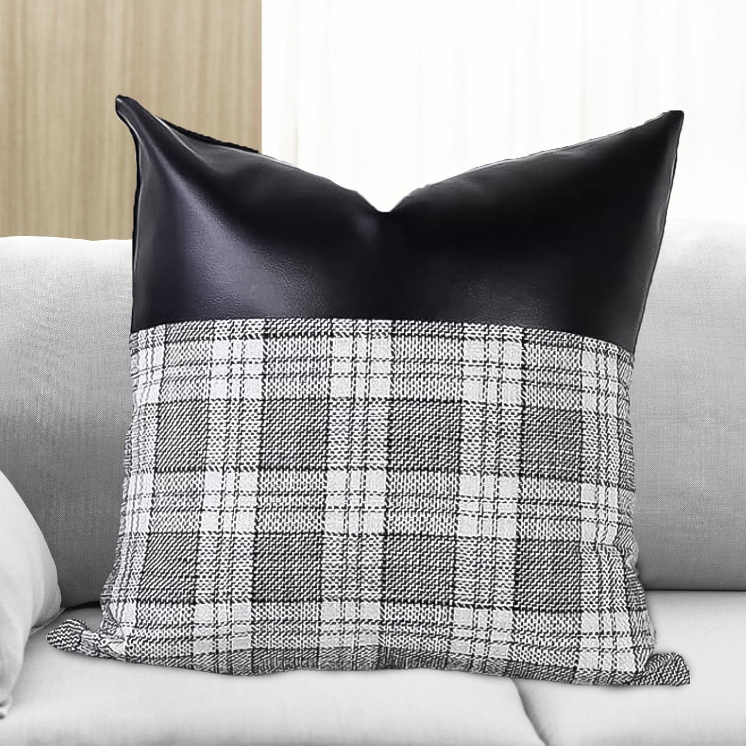 Pillow Covers Cushion Cases Soft Leather and Cotton (23 — 22 Inch / 1 Pair / 2 Pc) thumbnail 4