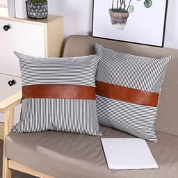 Pillow Covers, leather & cotton Cushion Covers (20 — 20 Inch / 1 Pair / 2 Pc)