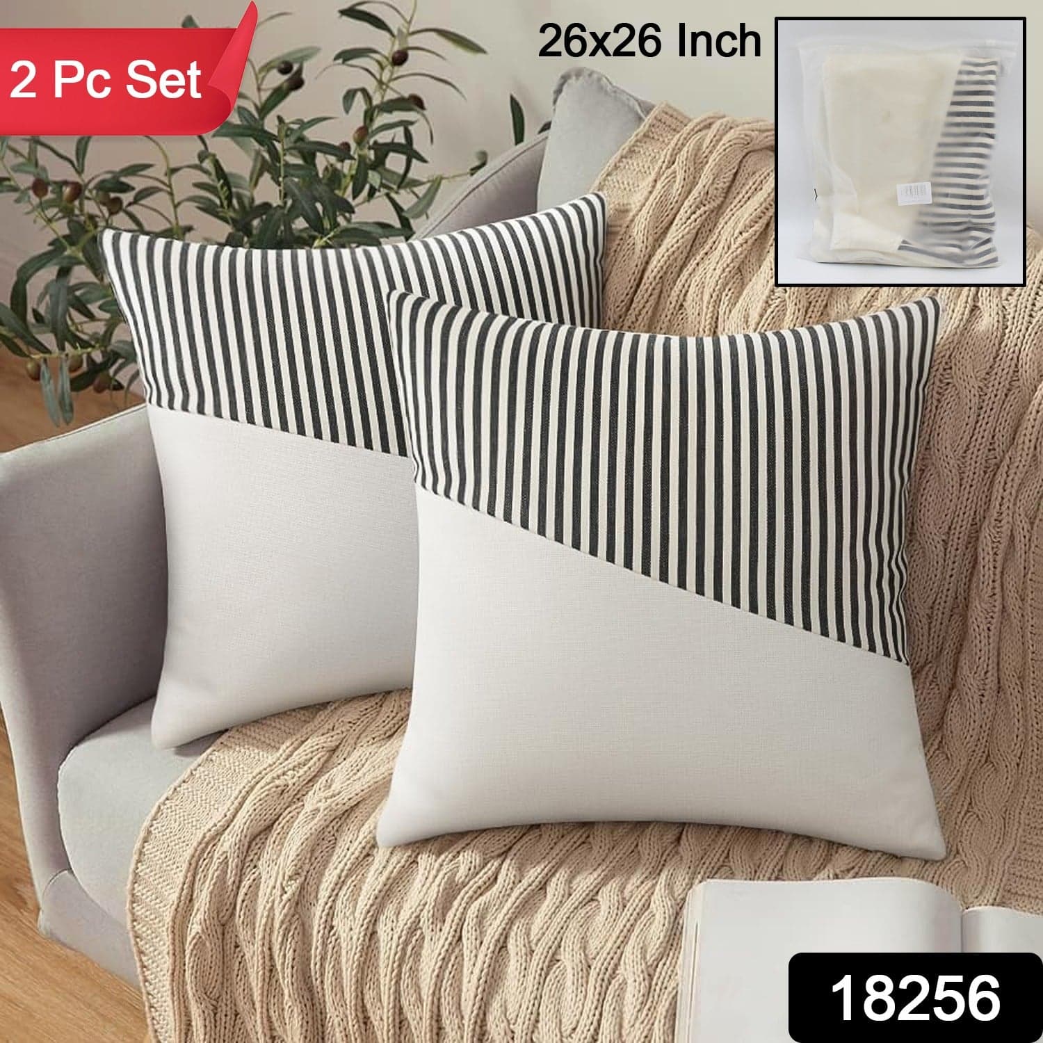 Decorative Pillow Covers Cushion Cases Soft Cotton (26 — 26 Inch / 1 Pair / 2 Pc) thumbnail 2