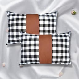 Pillow Covers, Leather & Cotton Cushion Covers (17 — 17 Inch / 1 Pair / 2 Pc)