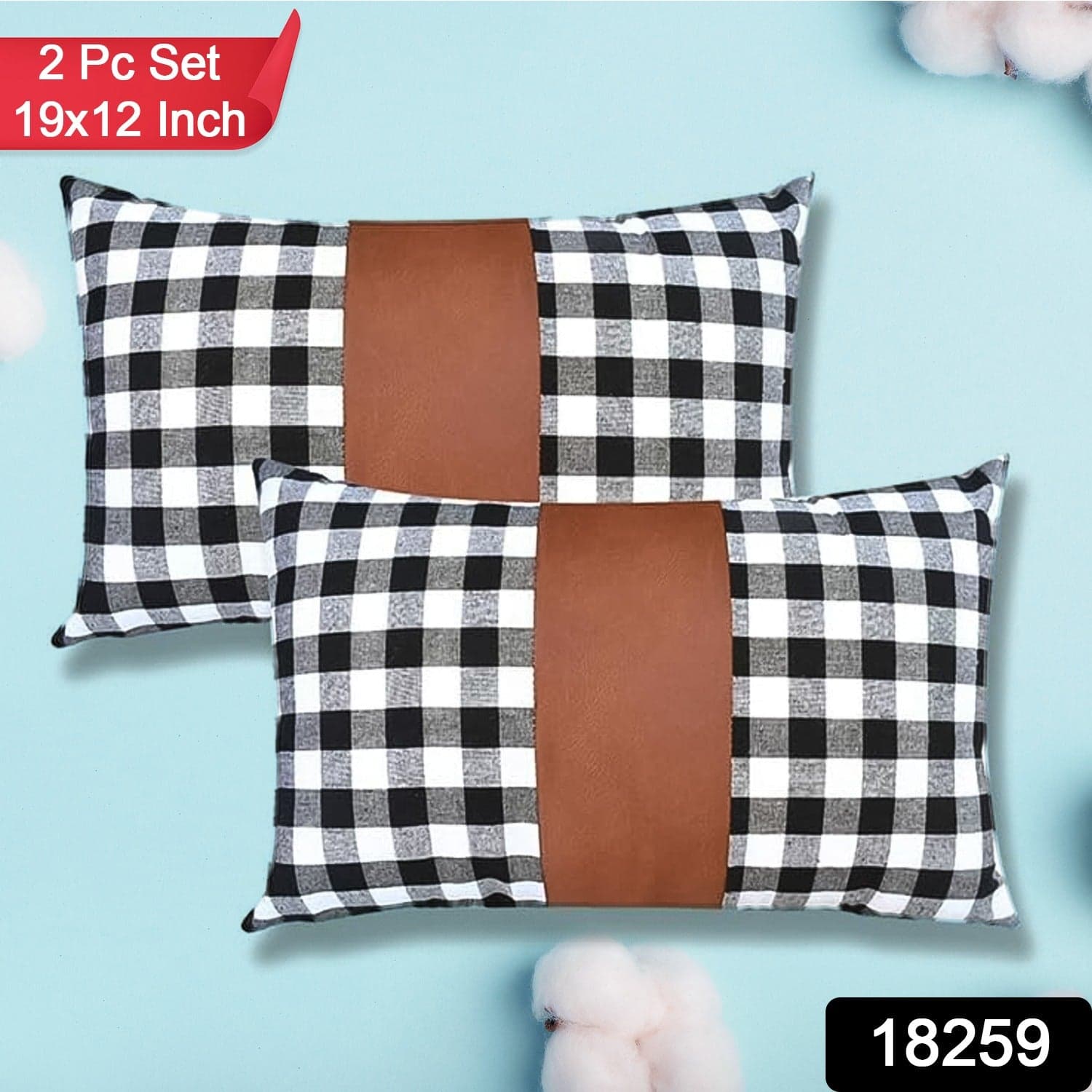 Pillow Covers, Leather & Cotton Cushion Covers (19 — 12 Inch / 1 Pair / 2 Pc) thumbnail 2