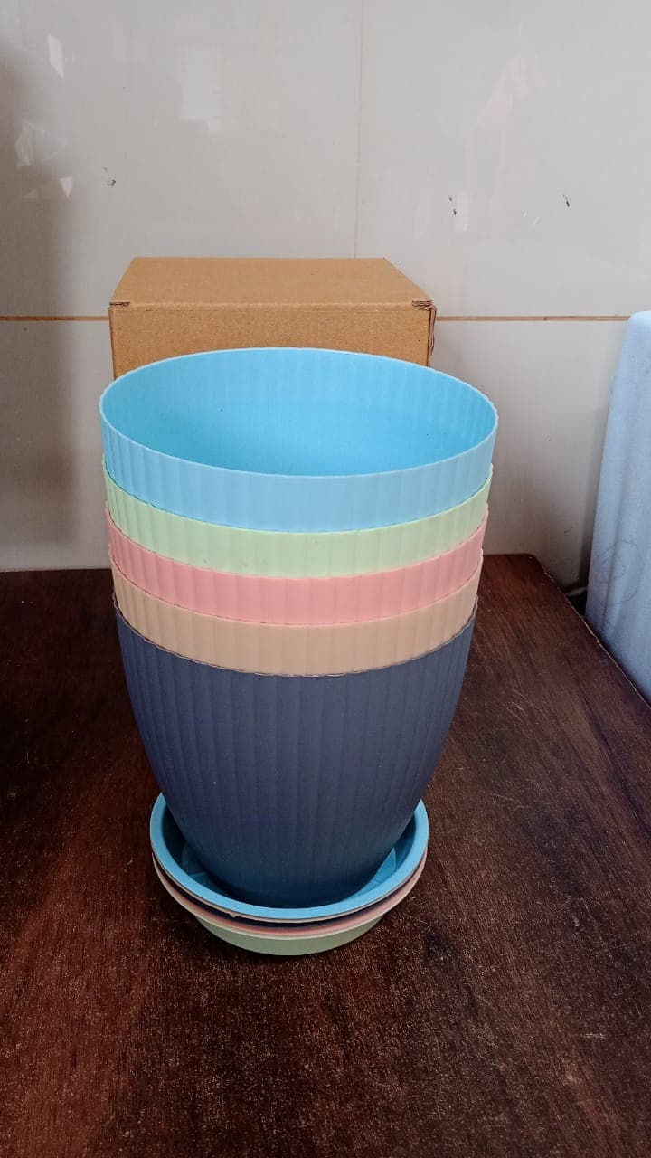 Plastic Flower Pot with Bottom Tray (5 Pcs Set) thumbnail 9