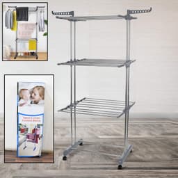 Premium Heavy Duty Stainless Steel 3 Layer Foldable Cloth Drying Stand (1 Set / With Color Box)