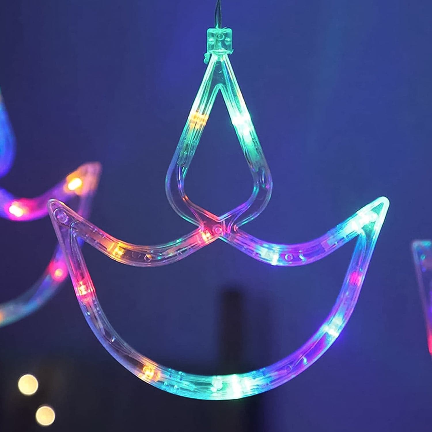 Multicolor 12 Diya Curtain String Lights, Window Curtain Lights With 8 Flashing Modes Decoration Light (Multi Color) thumbnail 5