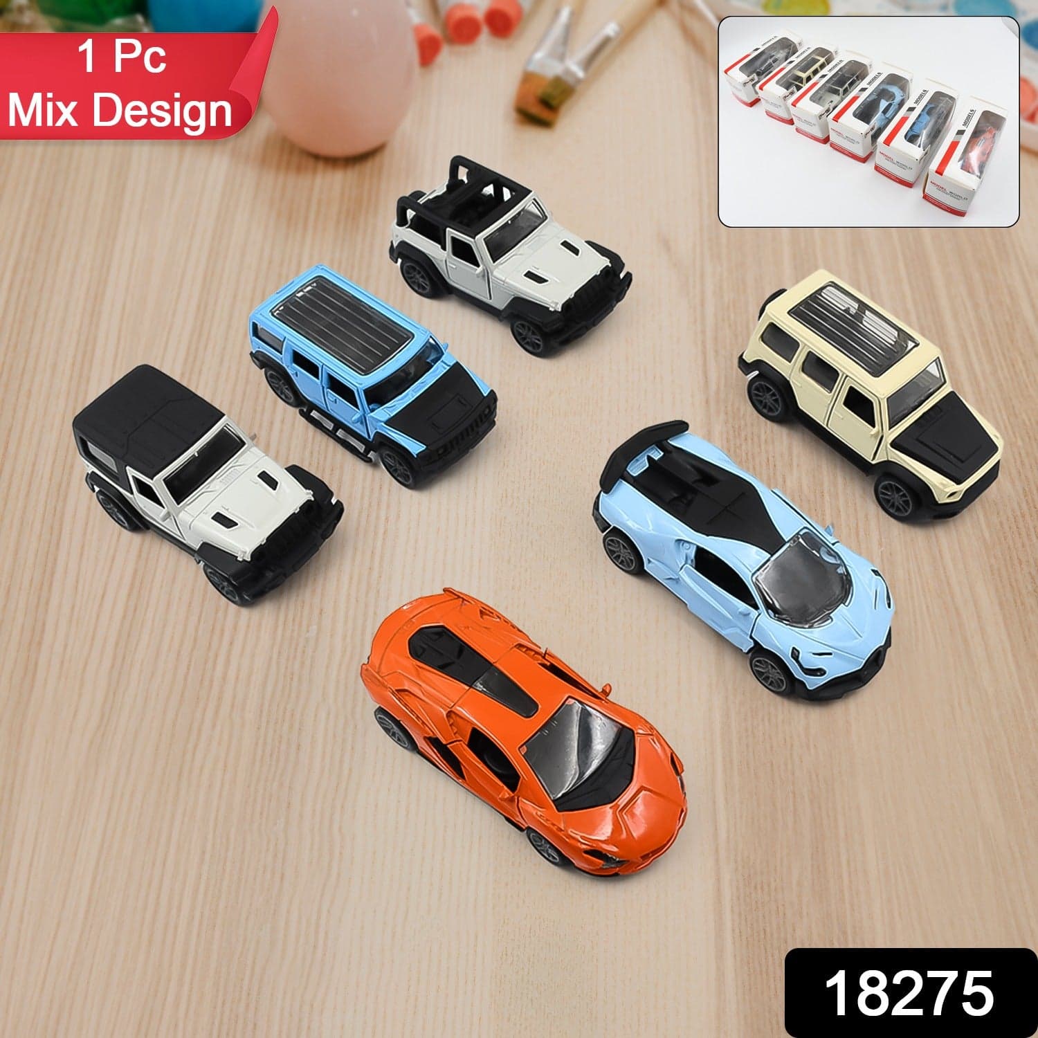 Mini Pull Back Car Widely Used By Kids (1 Pc / Mix Color / Design) thumbnail 2