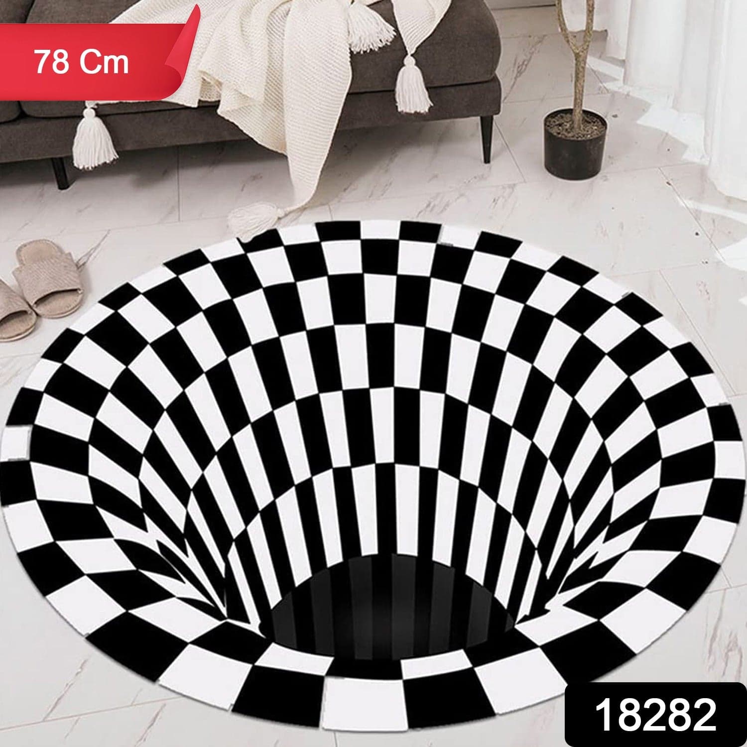 3D Space Round Carpet, Floor Mat Non-Woven Doormat (1 Pc / 78 Cm) thumbnail 2