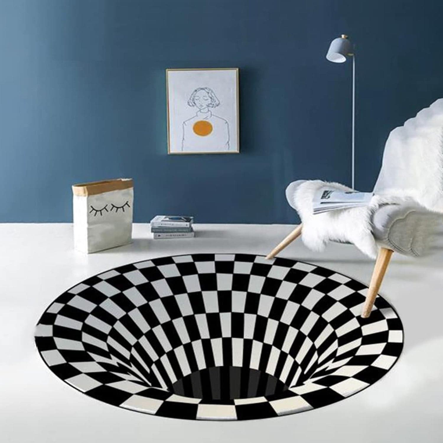 3D Space Round Carpet, Floor Mat Non-Woven Doormat (1 Pc / 78 Cm) thumbnail 6