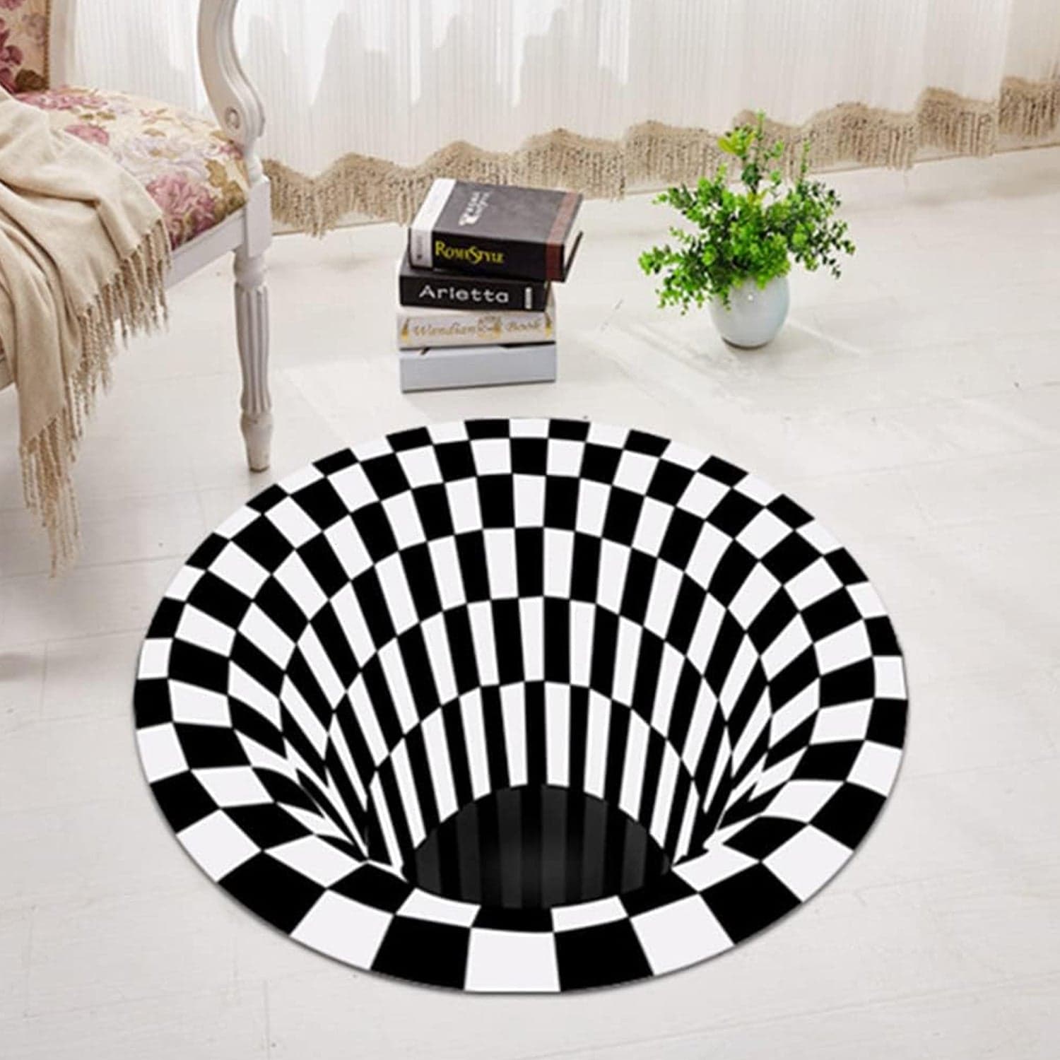 3D Space Round Carpet, Floor Mat Non-Woven Doormat (1 Pc / 78 Cm) thumbnail 8