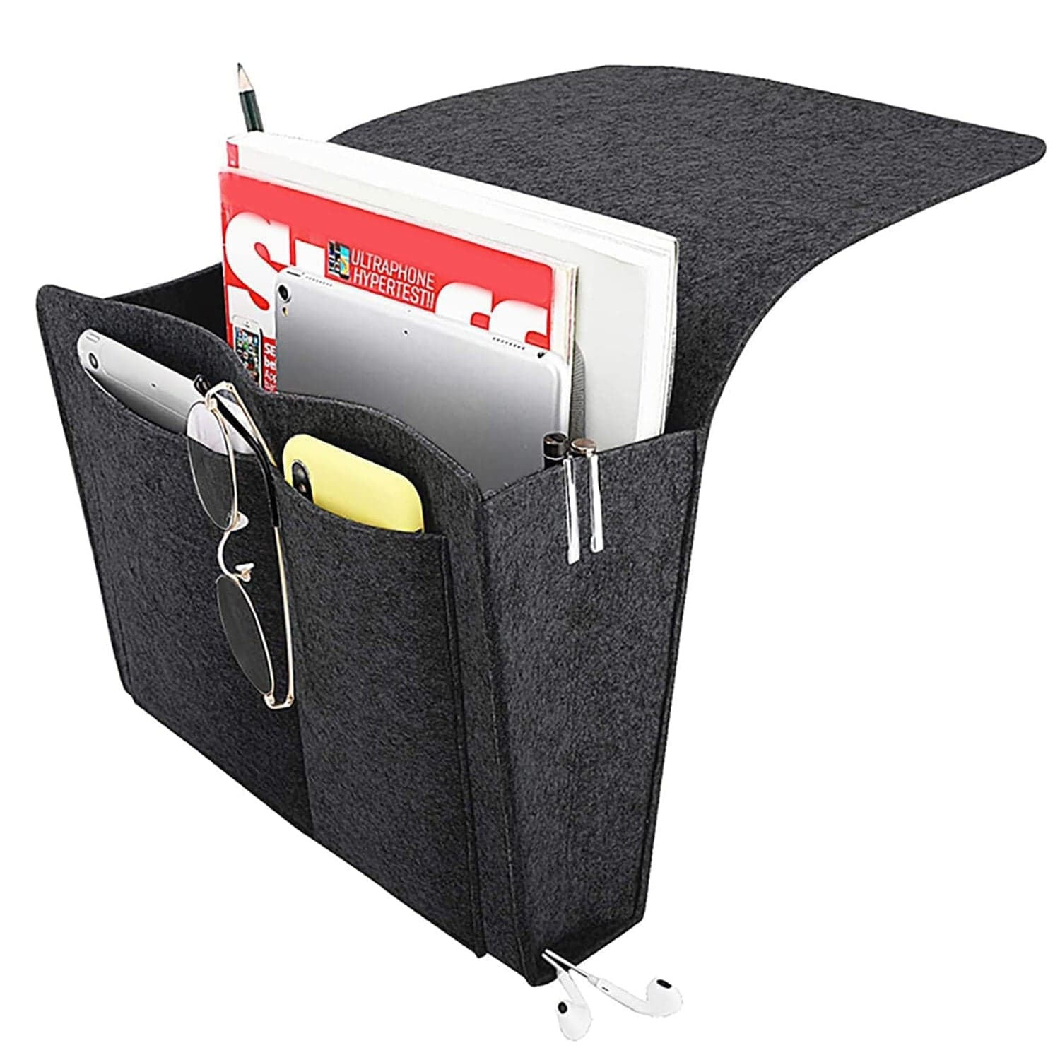 Flat Bedside Caddy, Bed Side Pocket Storage Organizer Bag with 5 Pockets (1 Pc) thumbnail 7