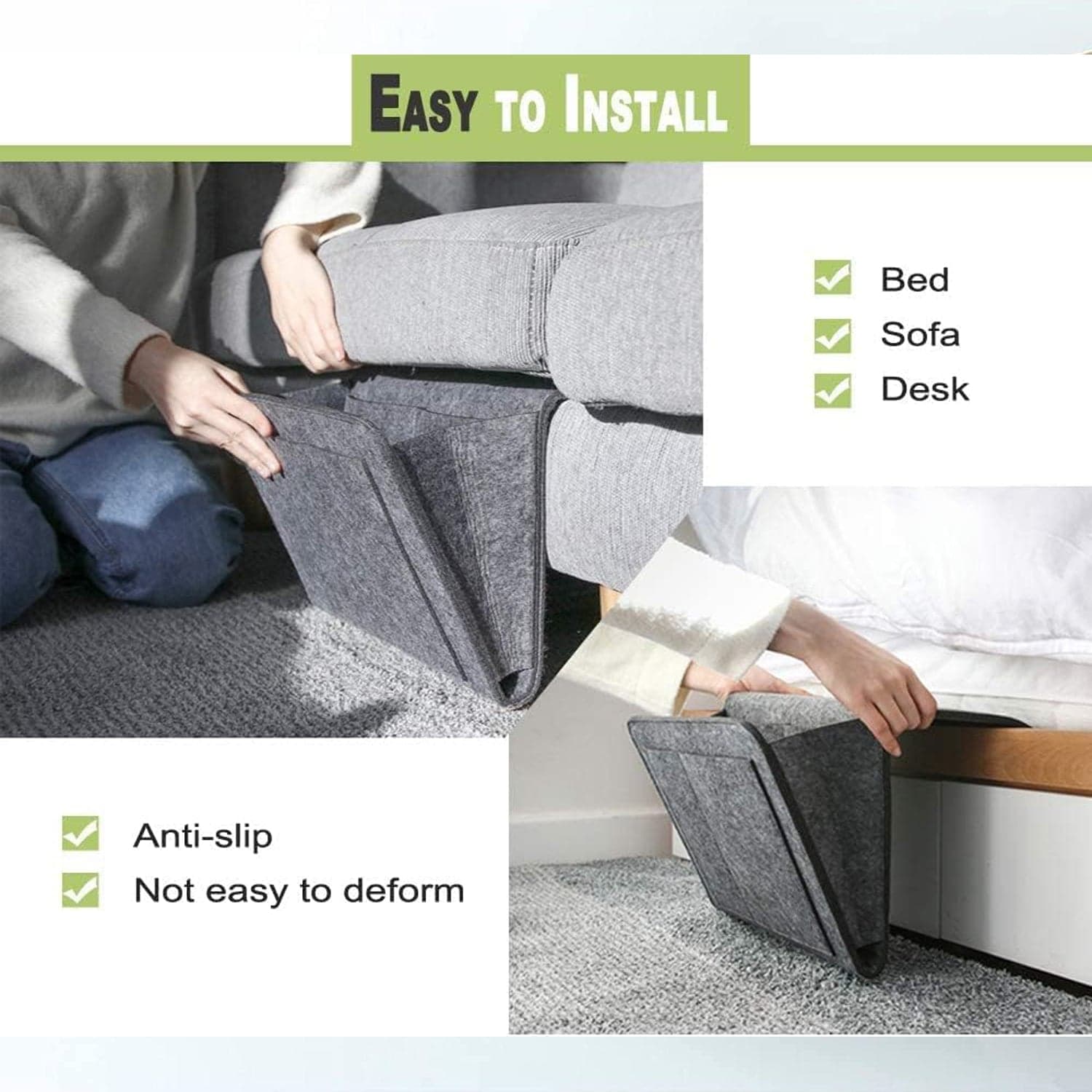 Flat Bedside Caddy, Bed Side Pocket Storage Organizer Bag with 5 Pockets (1 Pc) thumbnail 8