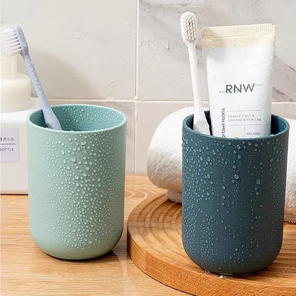 Multipurpose Wall Mount Toothbrush Holder Plastic Stand With 2 Cup (1 Set) thumbnail 6