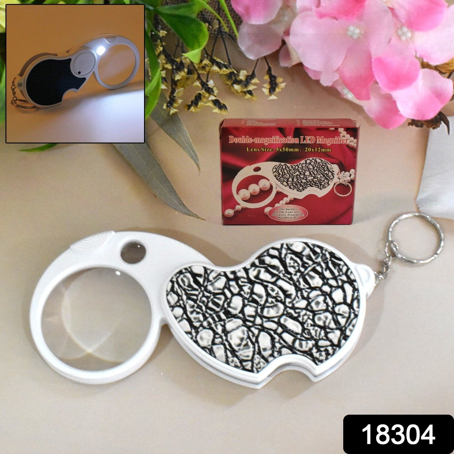Double-Magnification Led Magnifiers Light Folding Keychain magnifier(1 Pc / Mix Color) thumbnail 2