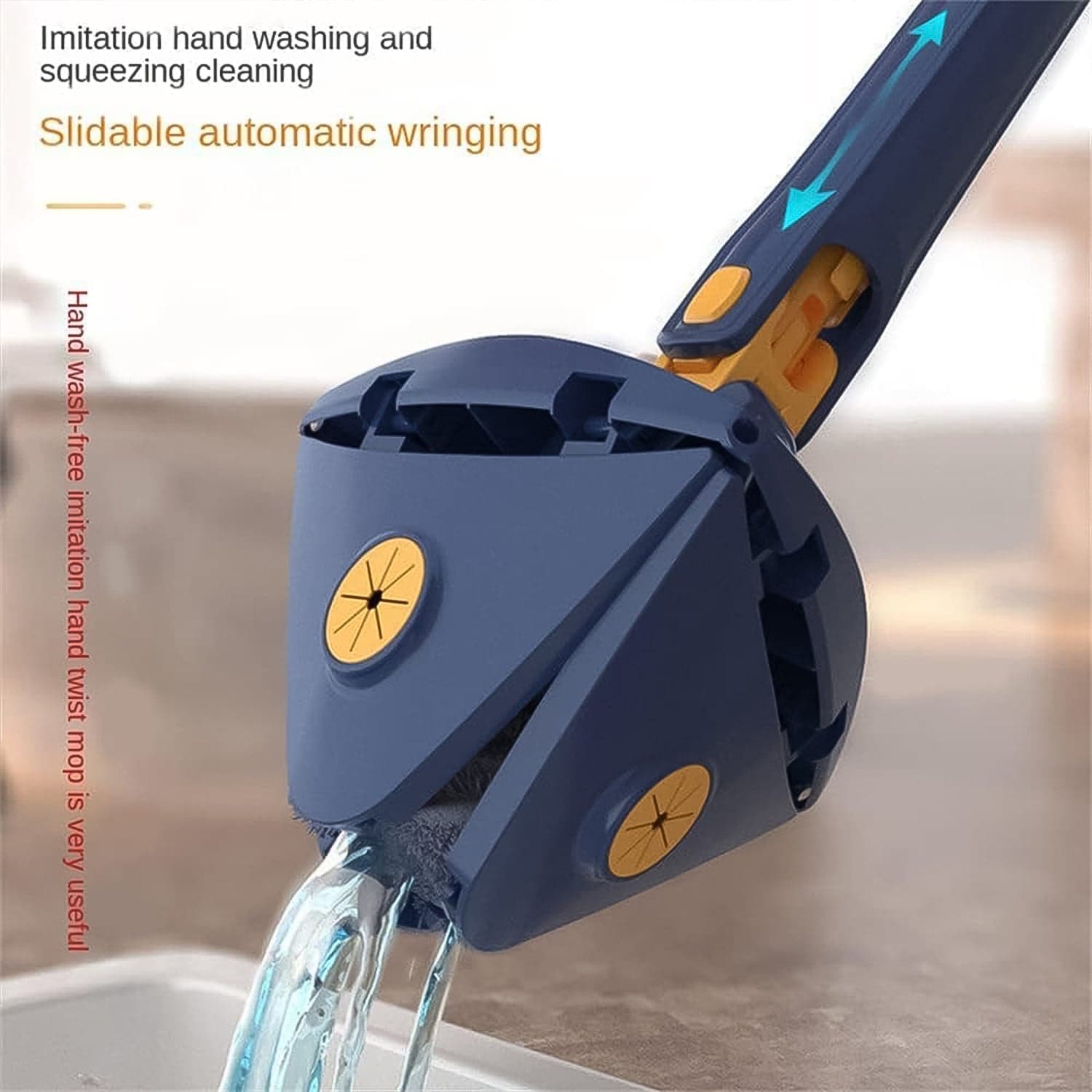 360° Rotatable Mop Triangle Mop with Long Handle (1 Pc / 113 Cm) thumbnail 3