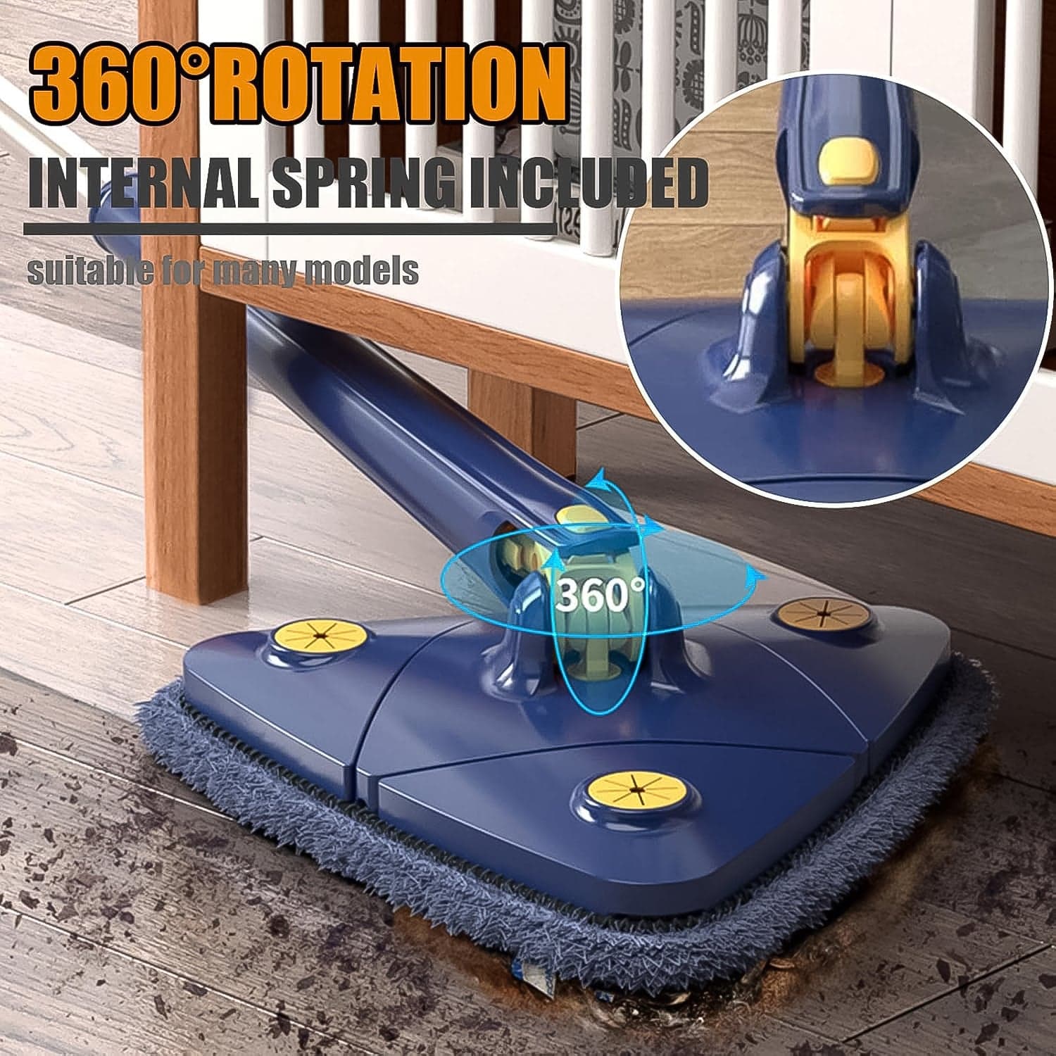 360° Rotatable Mop Triangle Mop with Long Handle (1 Pc / 113 Cm) thumbnail 5