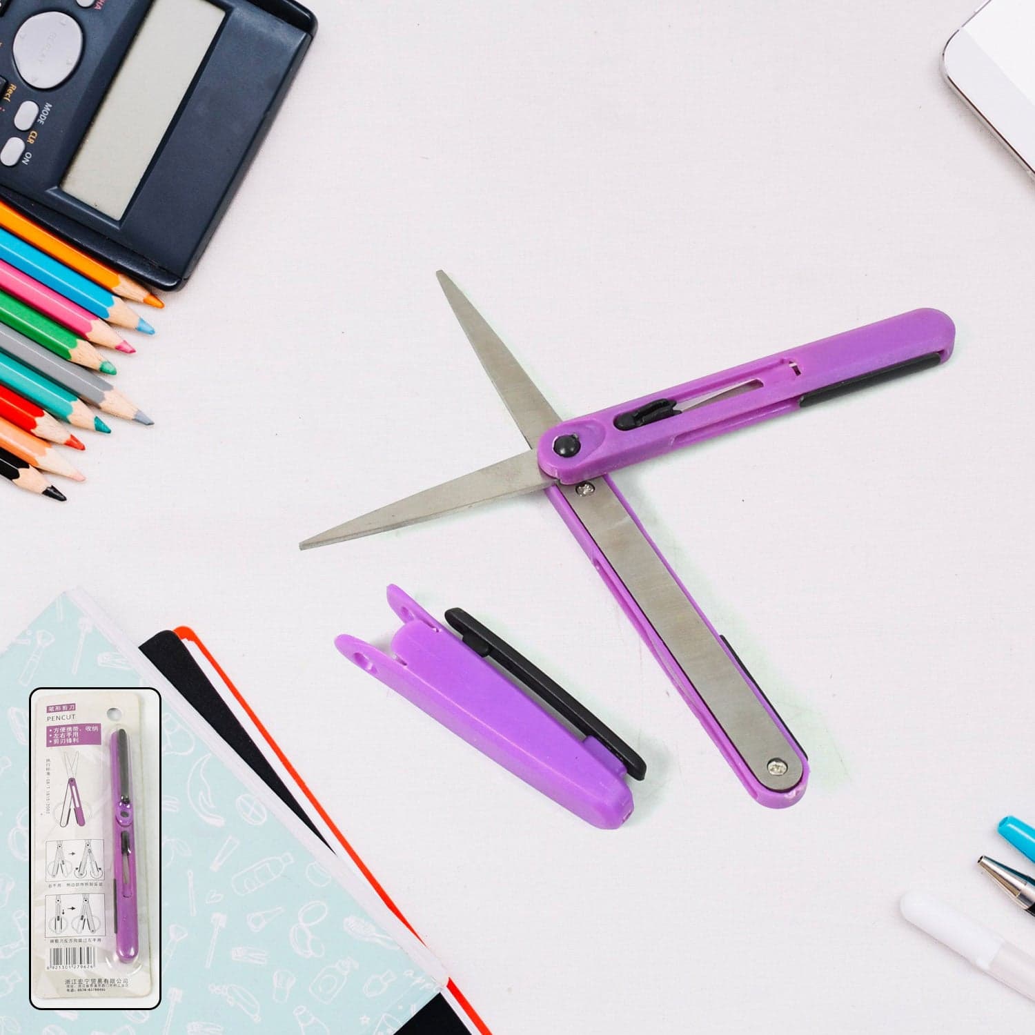 Pen Cut Compact Scissors in Pen Format, Pen-Style Portable Travel Scissors (1 Pc) thumbnail 1