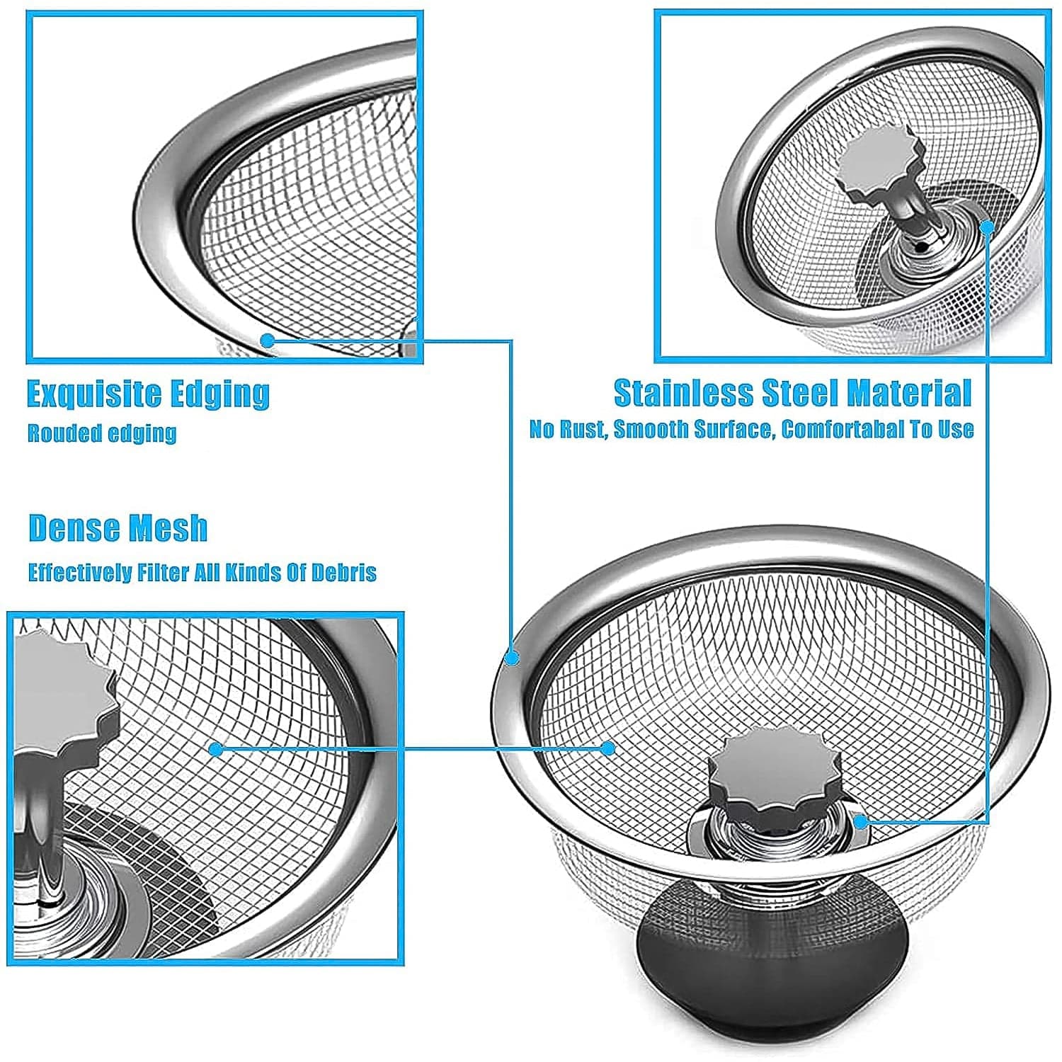 Stainless Steel Sink Strainer Basket Strainer Kitchen Sink Strainer (1 Pc) thumbnail 6