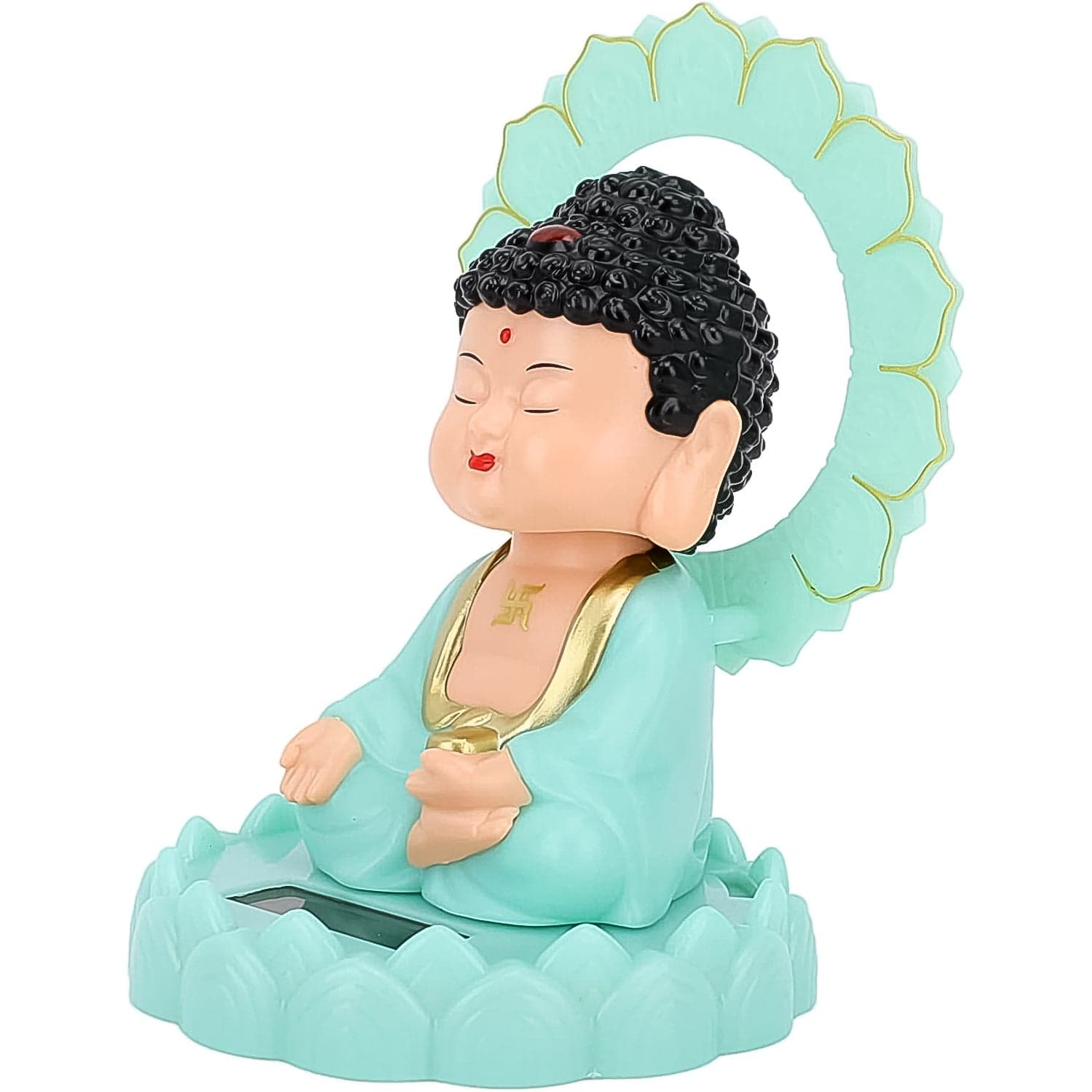 Plastic Solar Powered Moving Head Sitting Action Buddha Statue (1 Pc / Mix Color) thumbnail 6