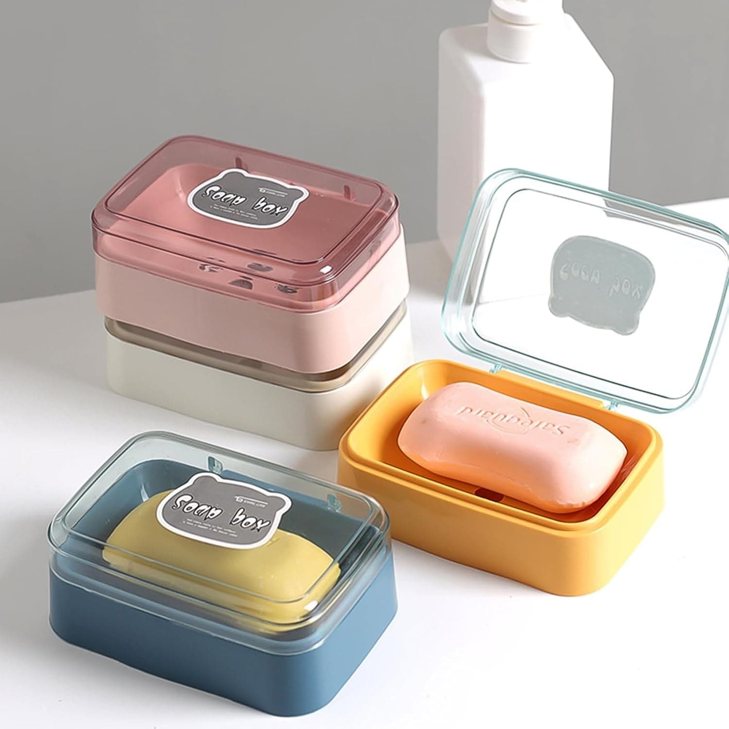 Plastic Soap Dish, Portable Plastic Self Draining Soap Holder ,Sabudani (1 Pc / Mix Color) thumbnail 5