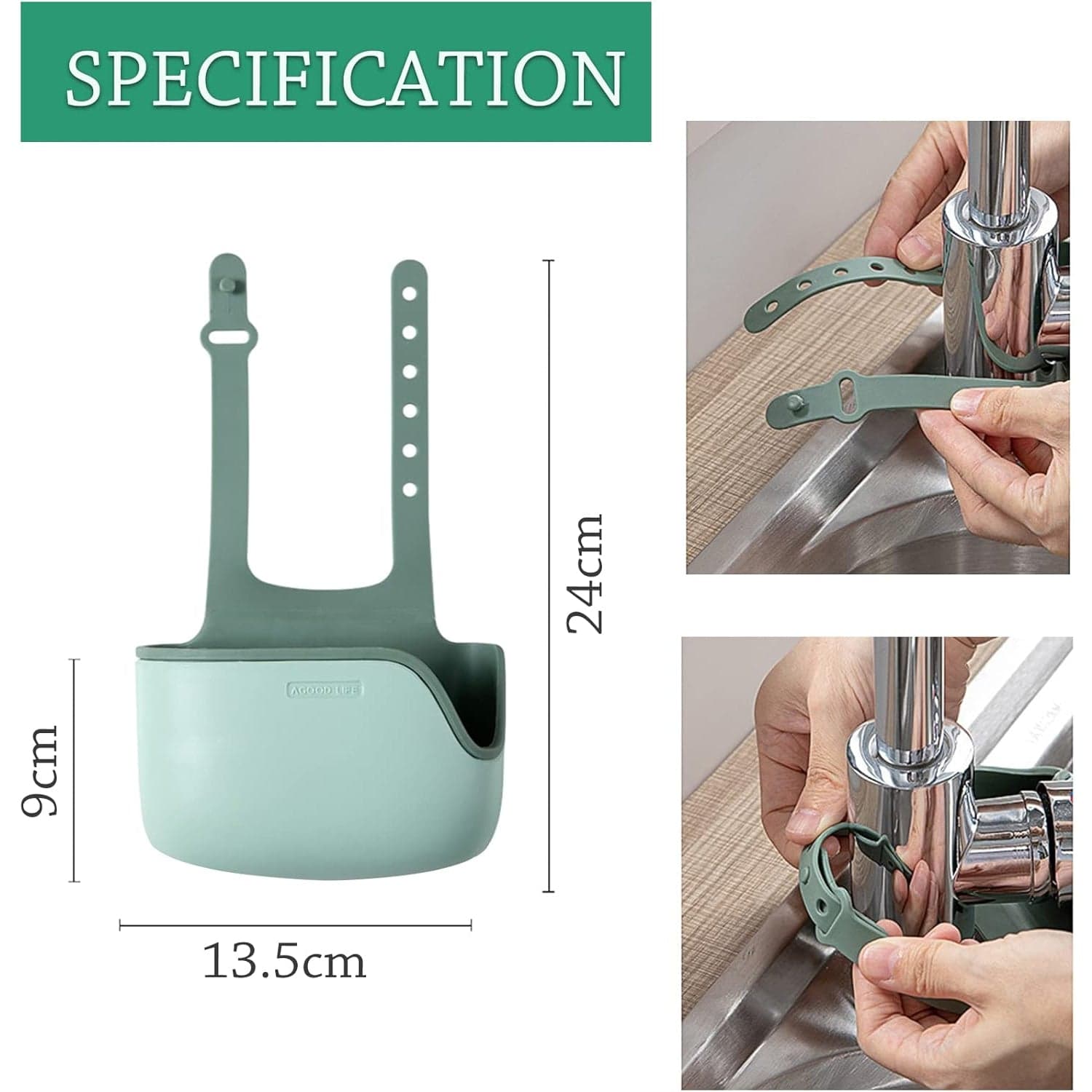 Plastic Kitchen Sponge Holder, Sink Drain Rack Sink Organizer Sink Drain Hanging Bag For Kitchen (1 Pc) thumbnail 6