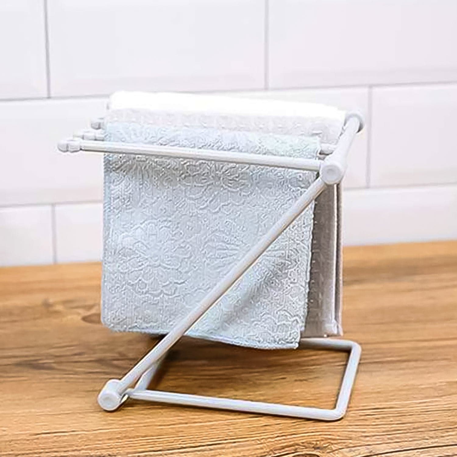 Folding Kitchen Bathroom Towel Rack, Towel Stand (1 Pc) thumbnail 5