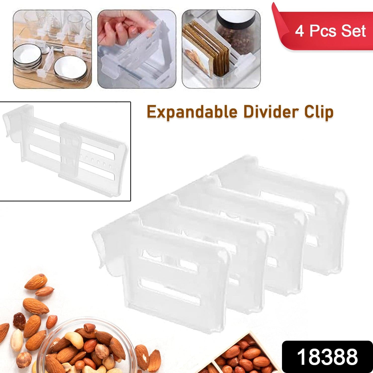 Refrigerator Internal Drawer Shelf Divider Clip (4 Pcs Set) thumbnail 2
