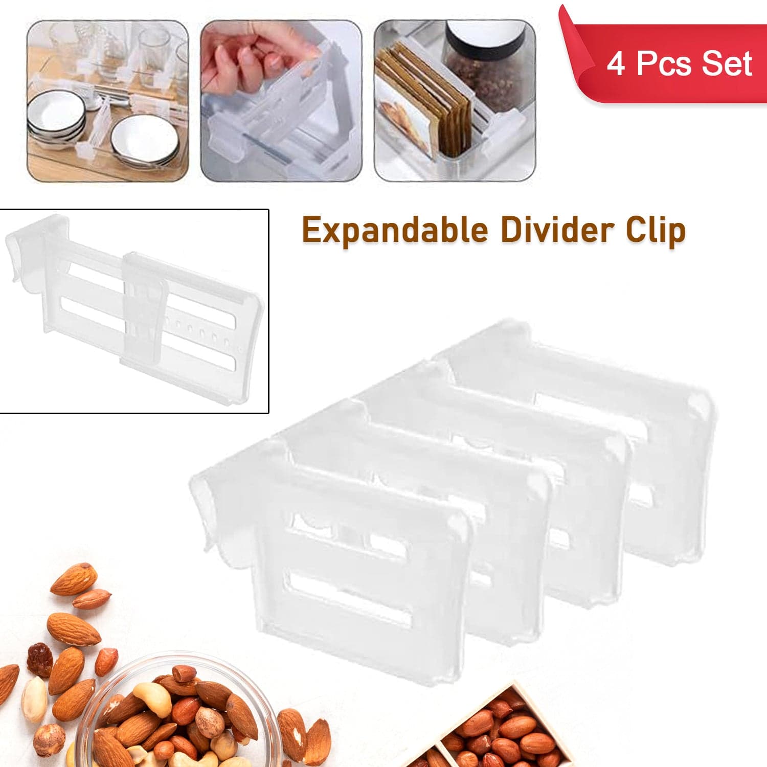 Refrigerator Internal Drawer Shelf Divider Clip (4 Pcs Set) thumbnail 3