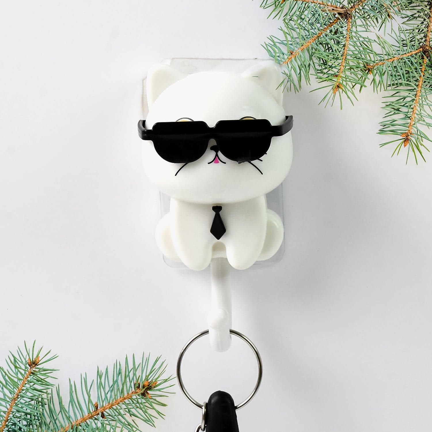 Cat Hook for Wall, Cute Cat Key Hook with Sunglasses (1 Pc) thumbnail 3