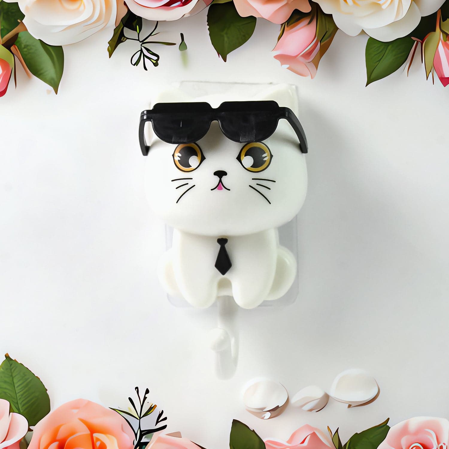 Cat Hook for Wall, Cute Cat Key Hook with Sunglasses (1 Pc) thumbnail 4