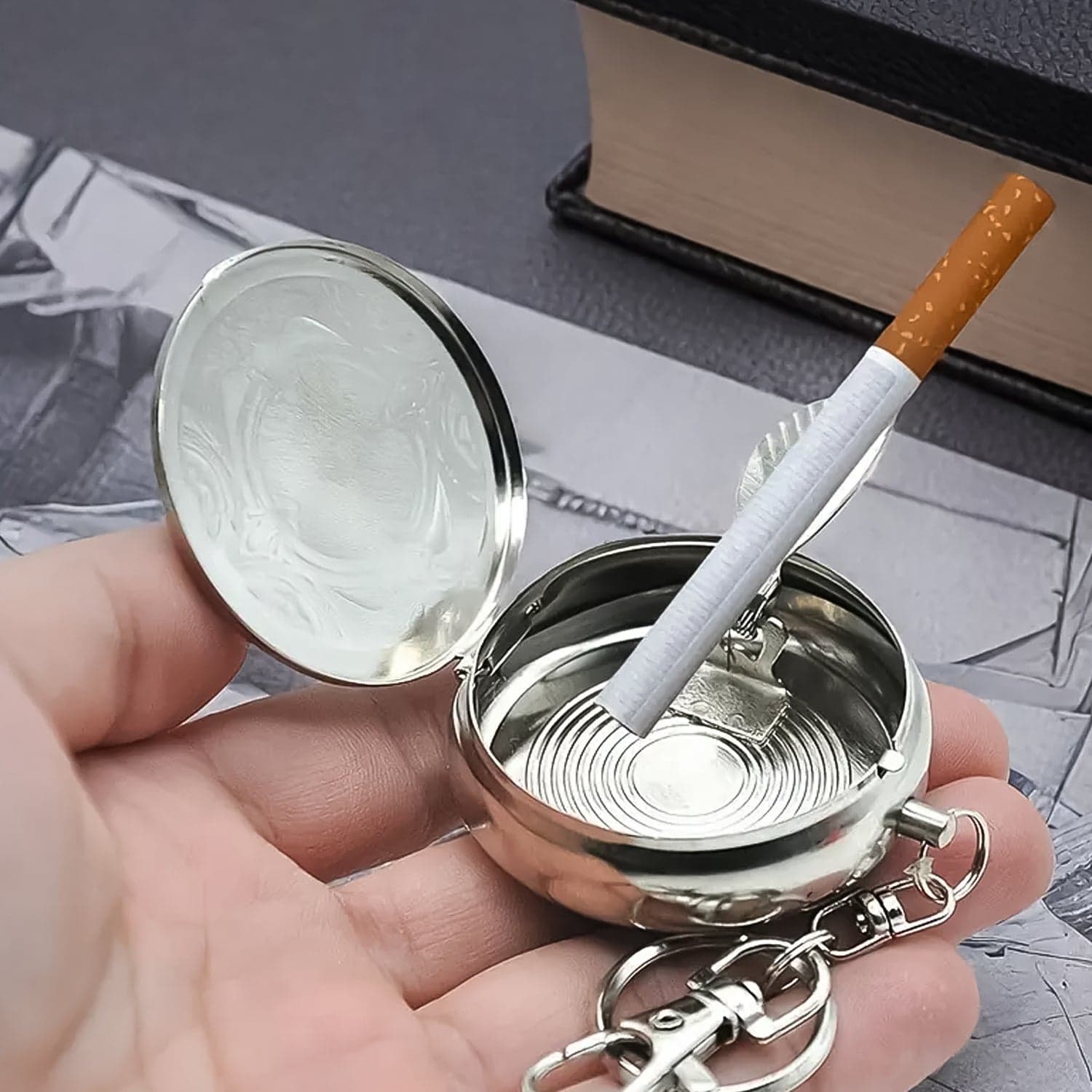 Mini Pocket SS Ashtray with keyring (1pc) thumbnail 5