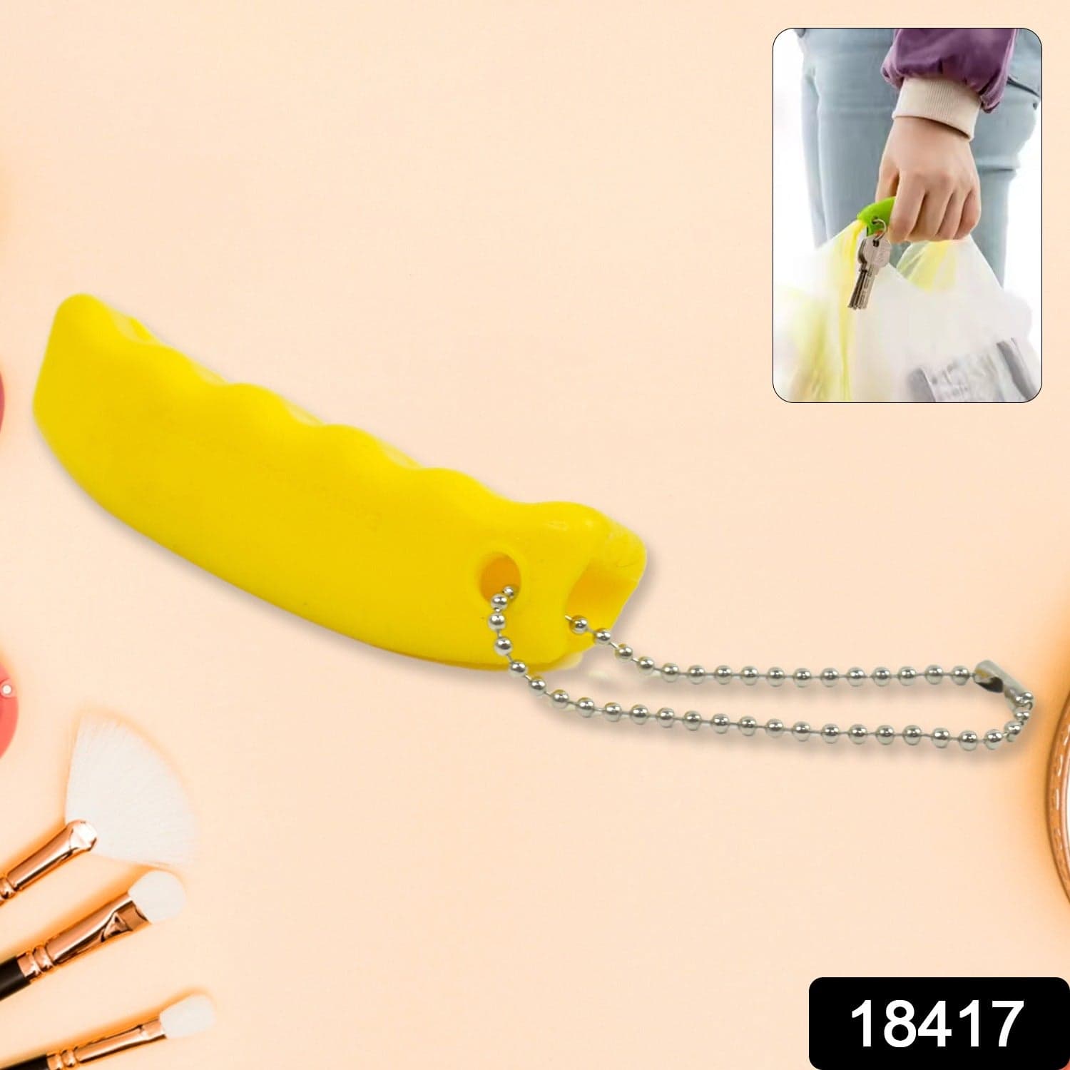 Silicone Portable Bag Device Bag Filter Hand Shopping Bag Carry Tool Key Chain (1 Pc) thumbnail 2