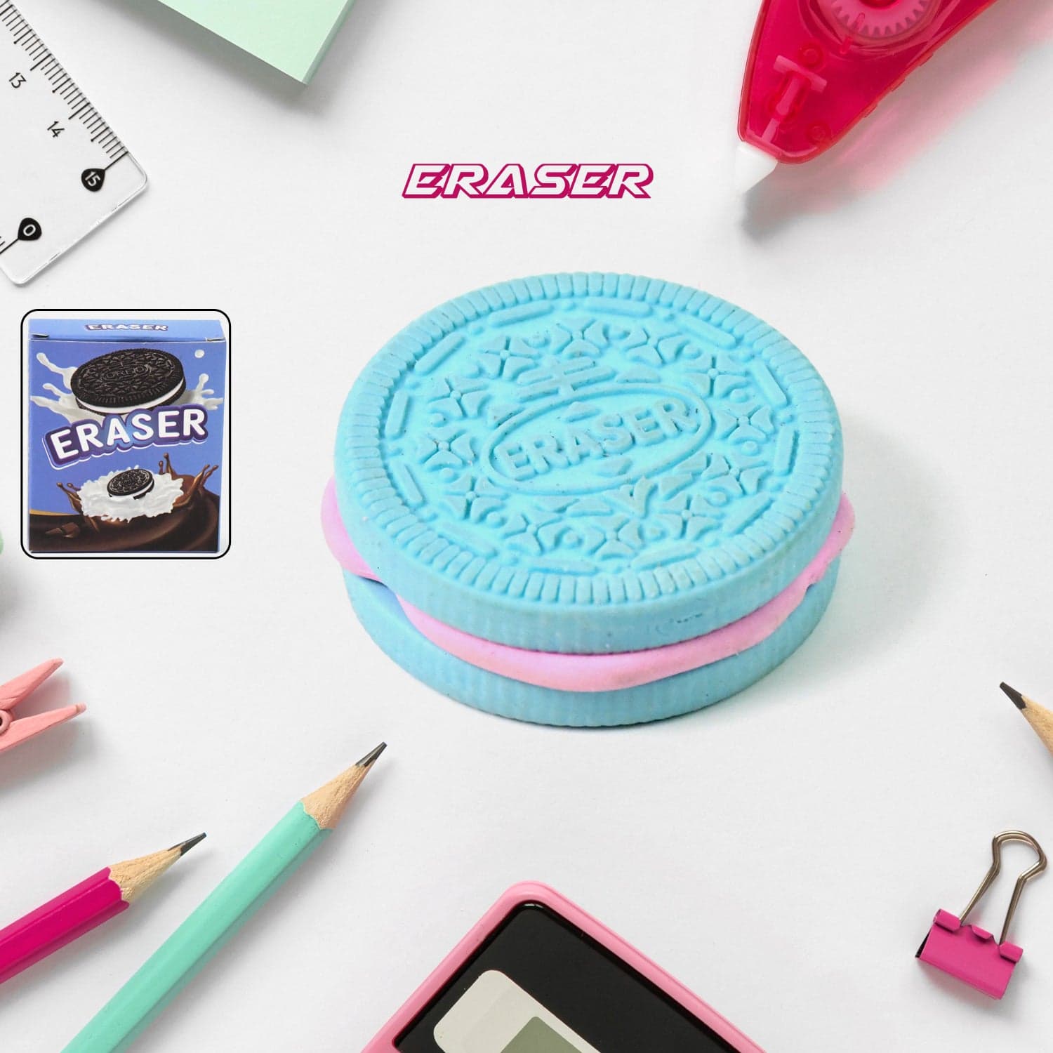 Biscuit Shape Eraser Unique Designs & Patterns (1 Pc) thumbnail 3