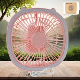 USB PORTABLE MINI DESK FAN WITH LIGHT & COLOR BOX (1 PC / Mix Color)