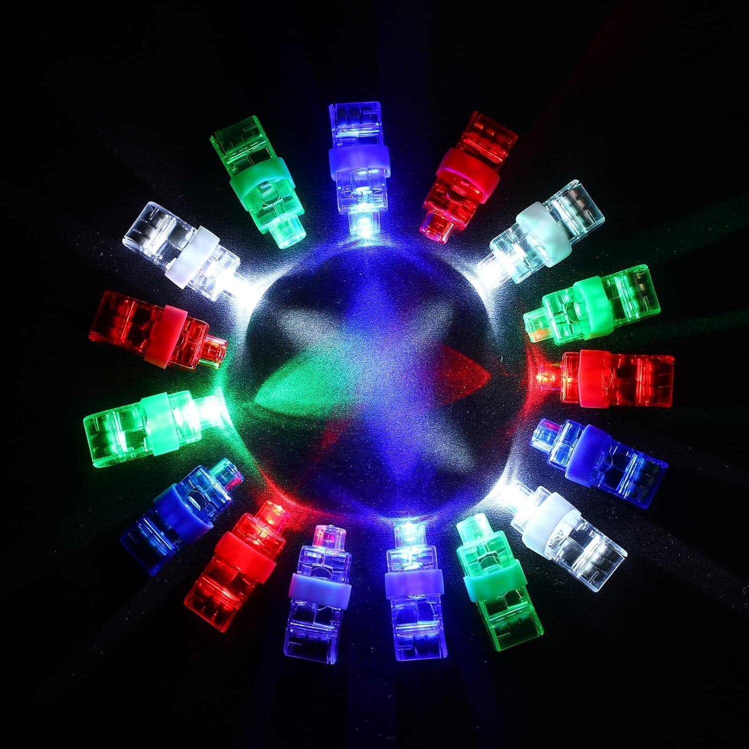 Light up Finger Tips, Clear Mini Rings, LED Glow Ring with Elastic Band (1 Pc) thumbnail 3