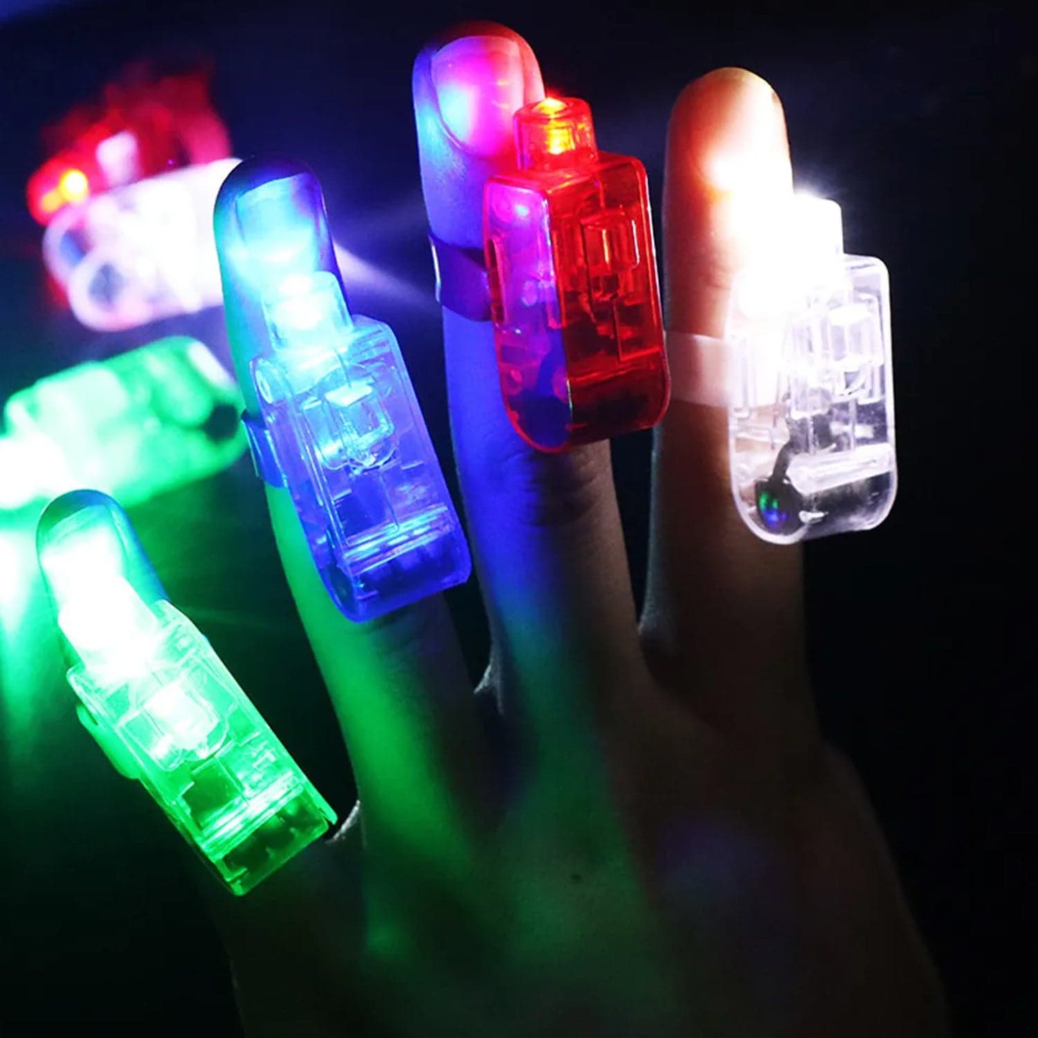 Light up Finger Tips, Clear Mini Rings, LED Glow Ring with Elastic Band (1 Pc) thumbnail 4