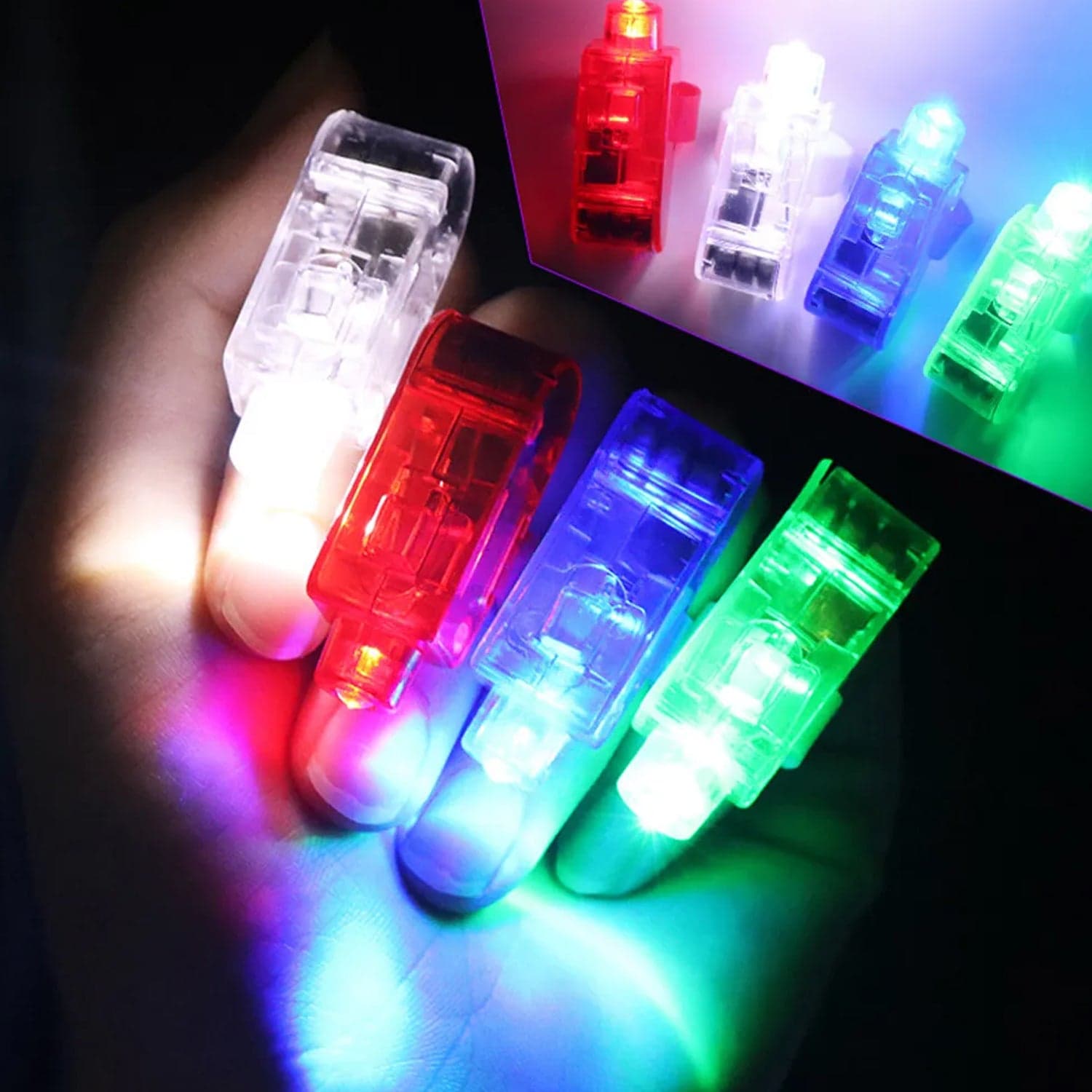 Light up Finger Tips, Clear Mini Rings, LED Glow Ring with Elastic Band (1 Pc) thumbnail 6