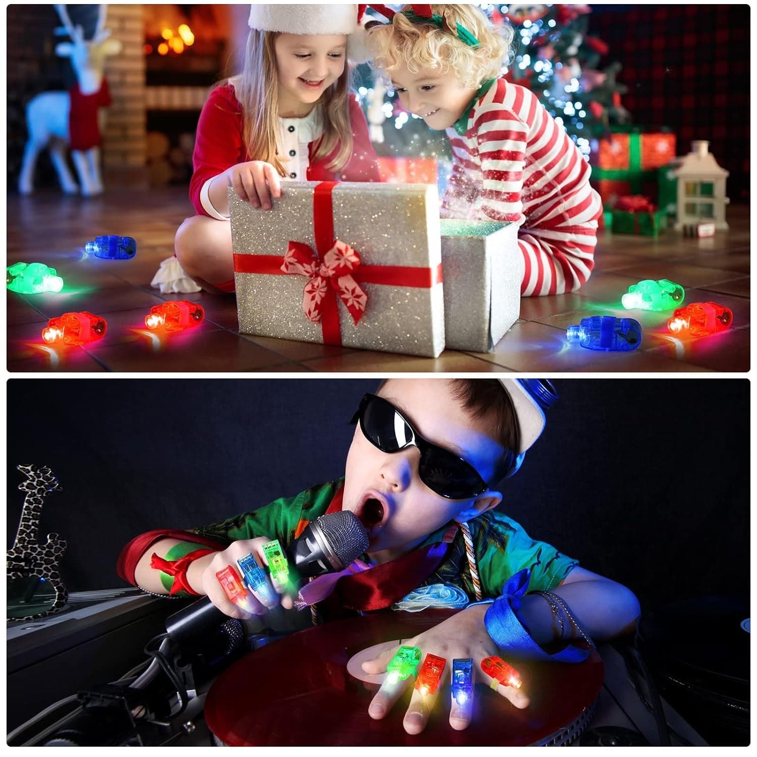 Light up Finger Tips, Clear Mini Rings, LED Glow Ring with Elastic Band (1 Pc) thumbnail 8