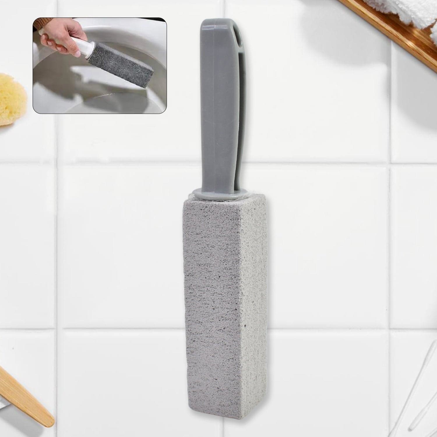Pumice Stone Toilet Clean Brush with Handle (24 Cm / 1 Pc) thumbnail 1