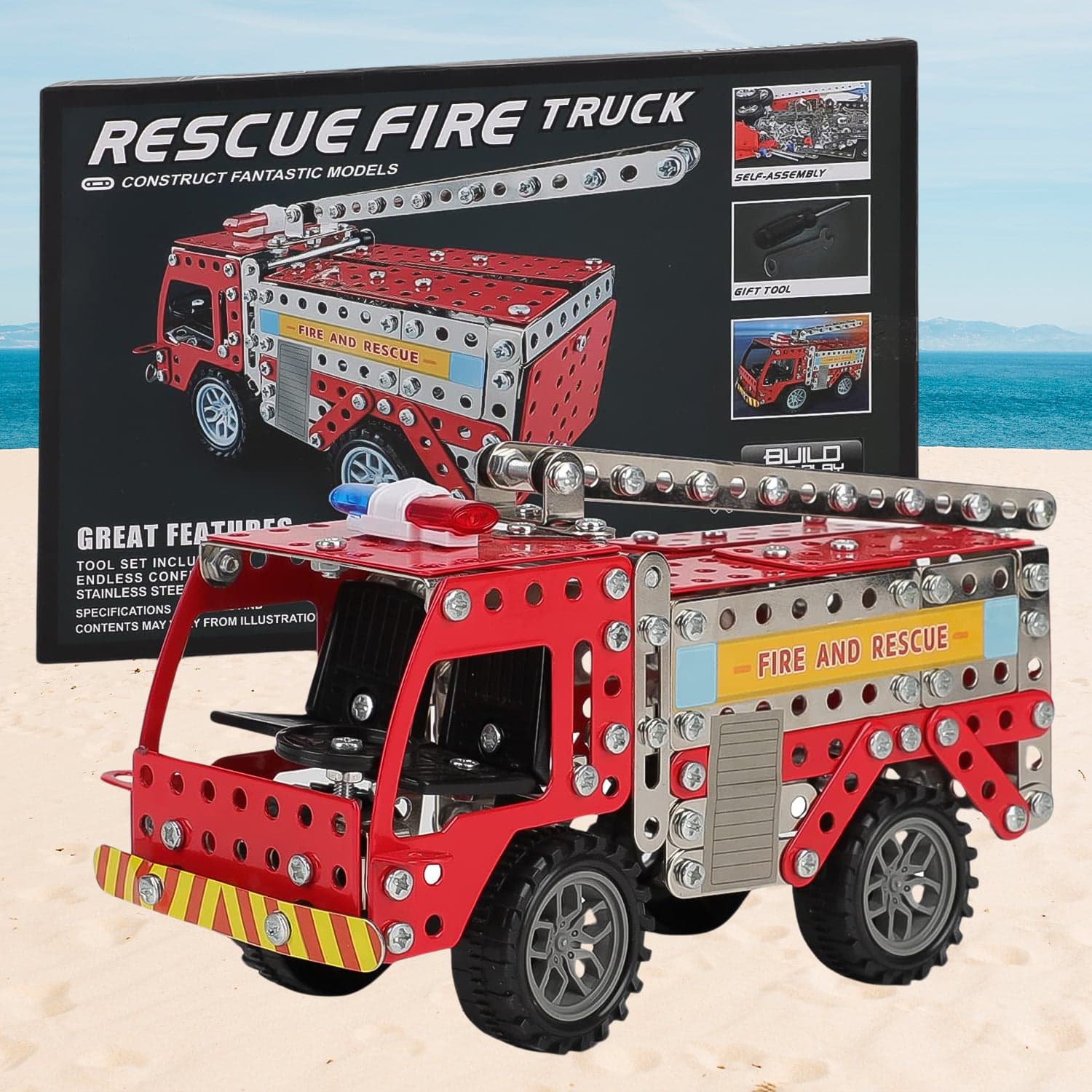 Metal DIY Fire Truck Building Blocks for Kids (Fire Truck / 292pcs of truck tool / 1 Set) thumbnail 1