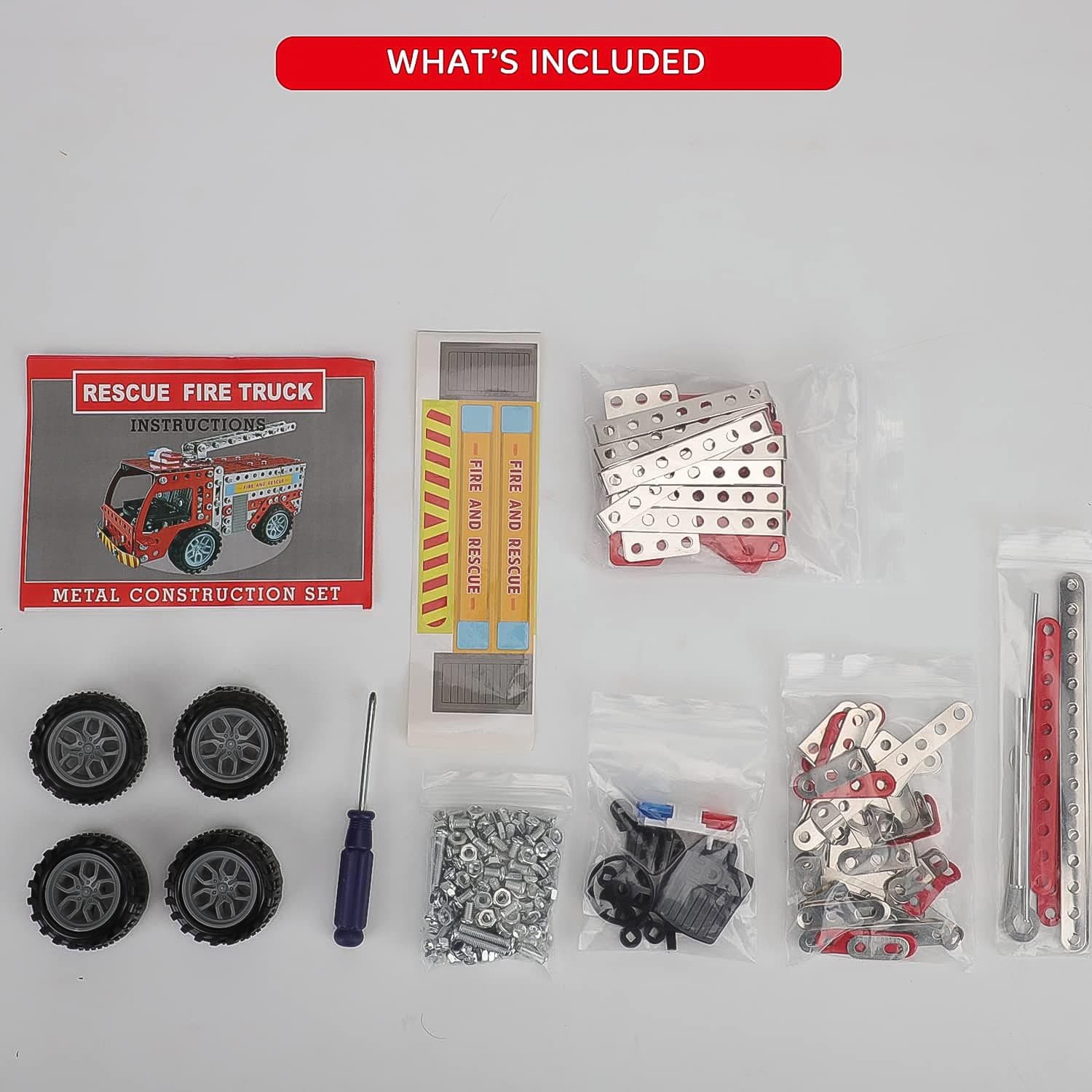 Metal DIY Fire Truck Building Blocks for Kids (Fire Truck / 292pcs of truck tool / 1 Set) thumbnail 3