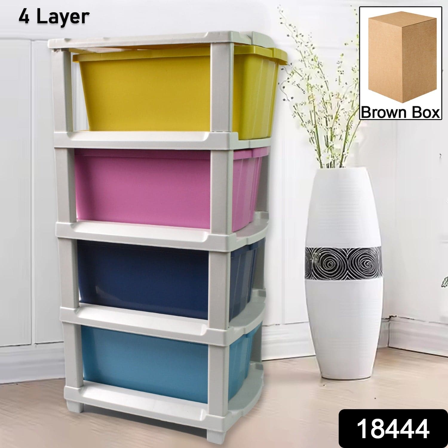 4-Layer Plastic Drawer Storage Organizer, Multi-Purpose Cabinet (1 Pc) thumbnail 2