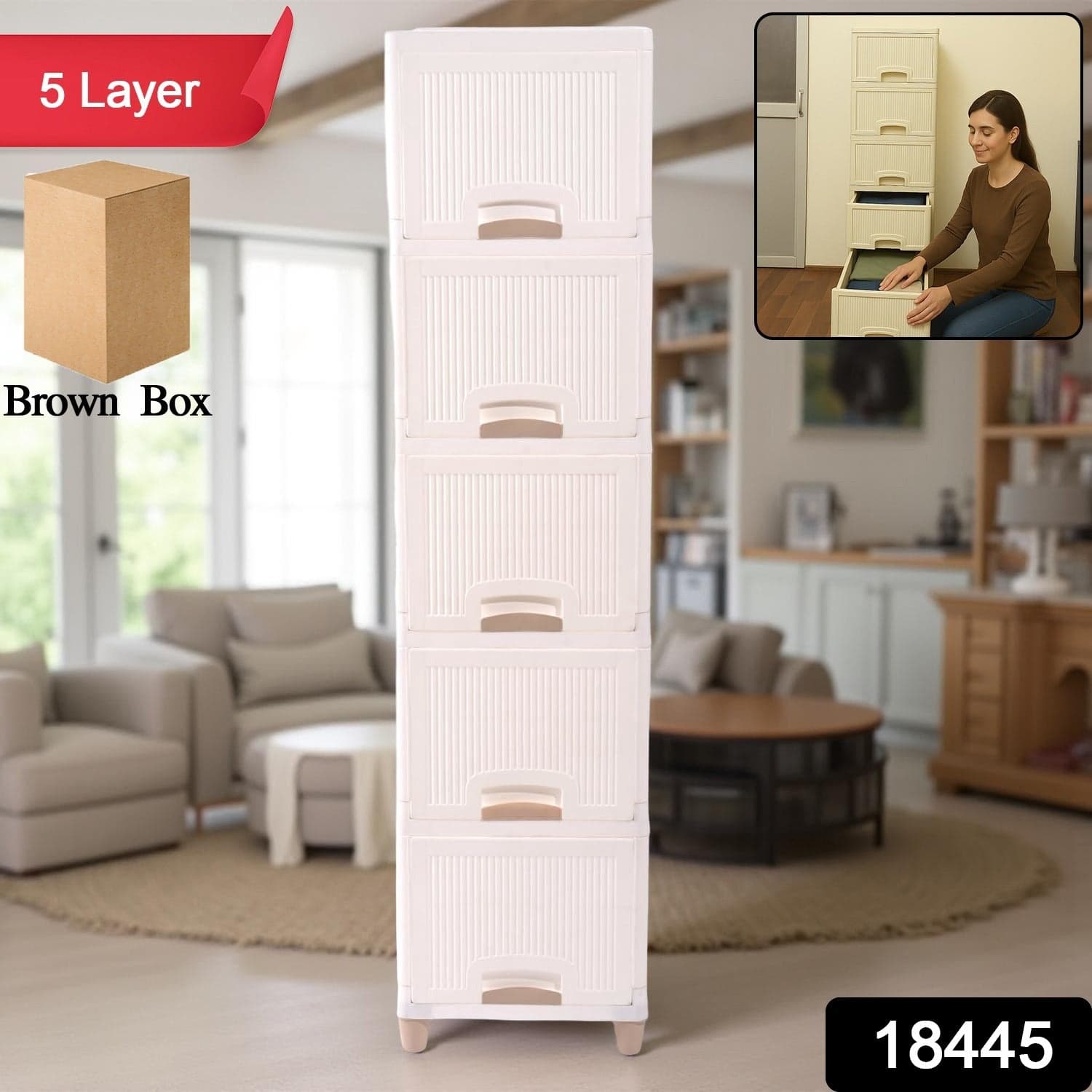 5L Plastic Storage Drawer Cabinet thumbnail 2
