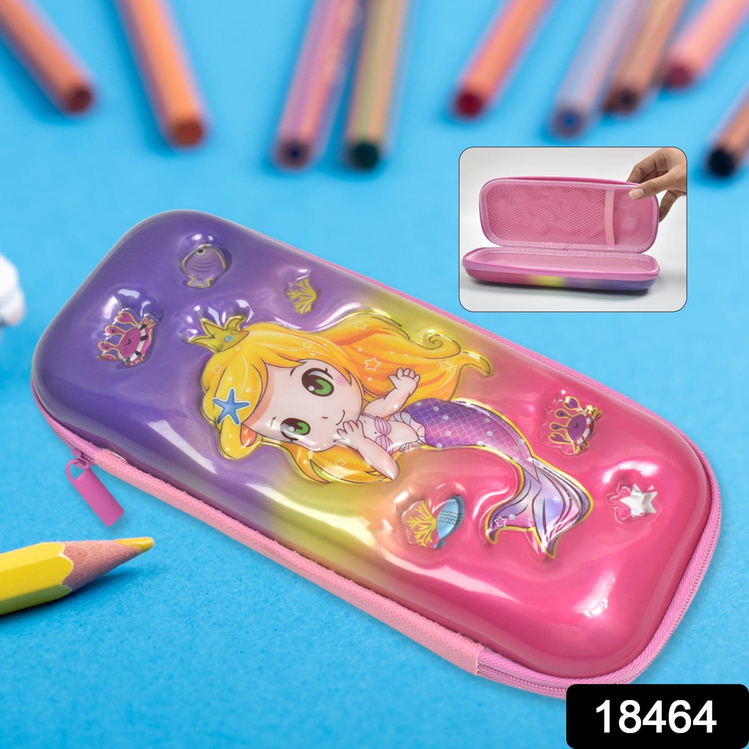 3D Cartoon Zipper Compass Box, Pencil Box (1 Pc / Mix Design) thumbnail 2
