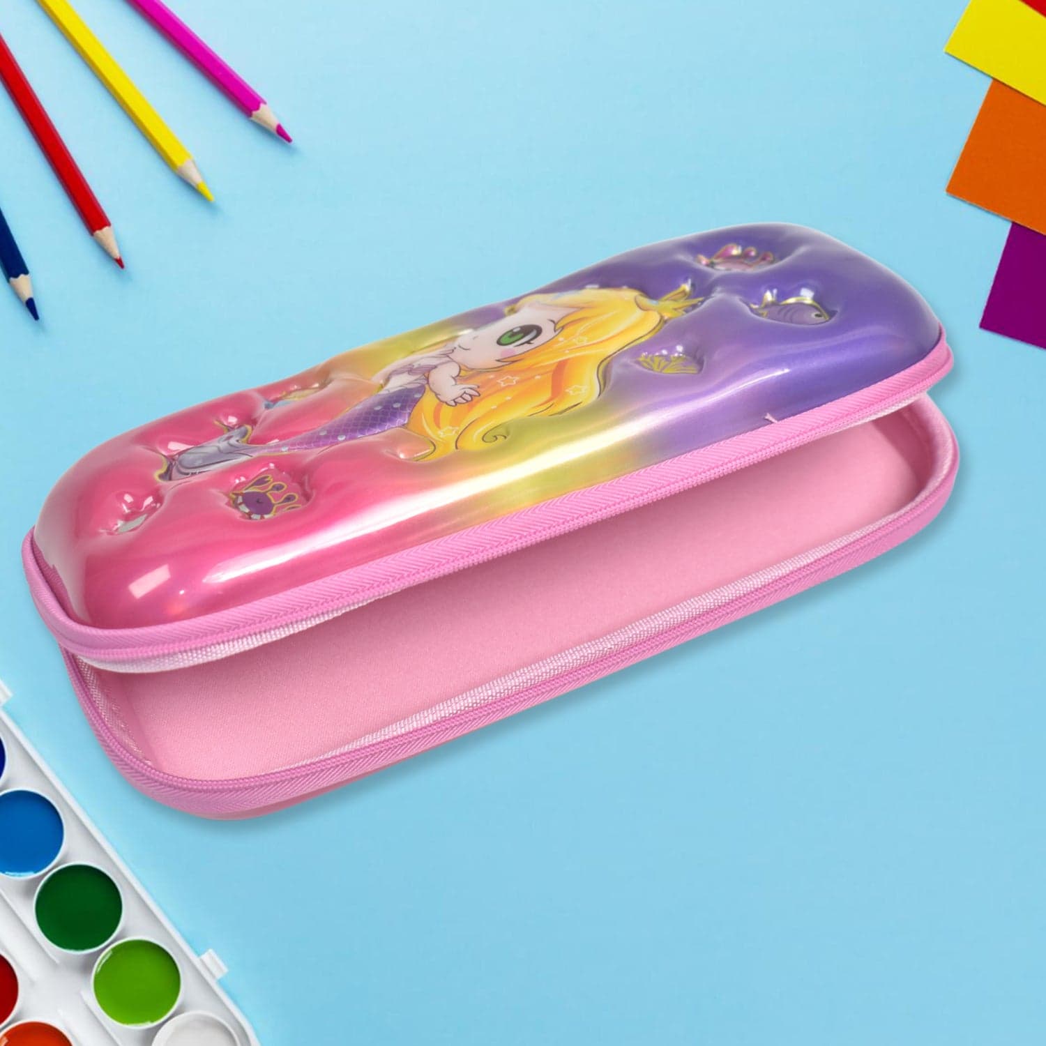 3D Cartoon Zipper Compass Box, Pencil Box (1 Pc / Mix Design) thumbnail 6