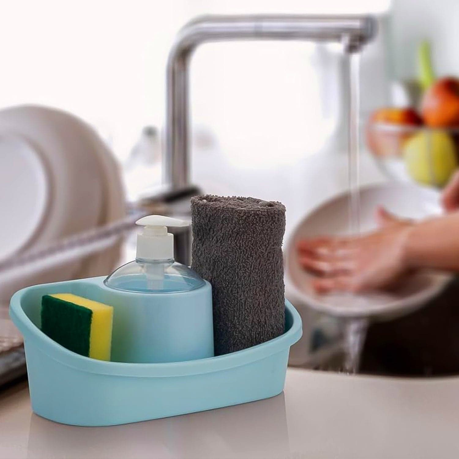 3 in 1 Hand wash Liquid Soap Dispenser with Sponge Holder (1 Set) thumbnail 3