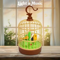 Sound Activated Chirping Bird In Hanging Cage, Beautiful Pinjra Bird Toy (1 Pc / Battery Not Operated)