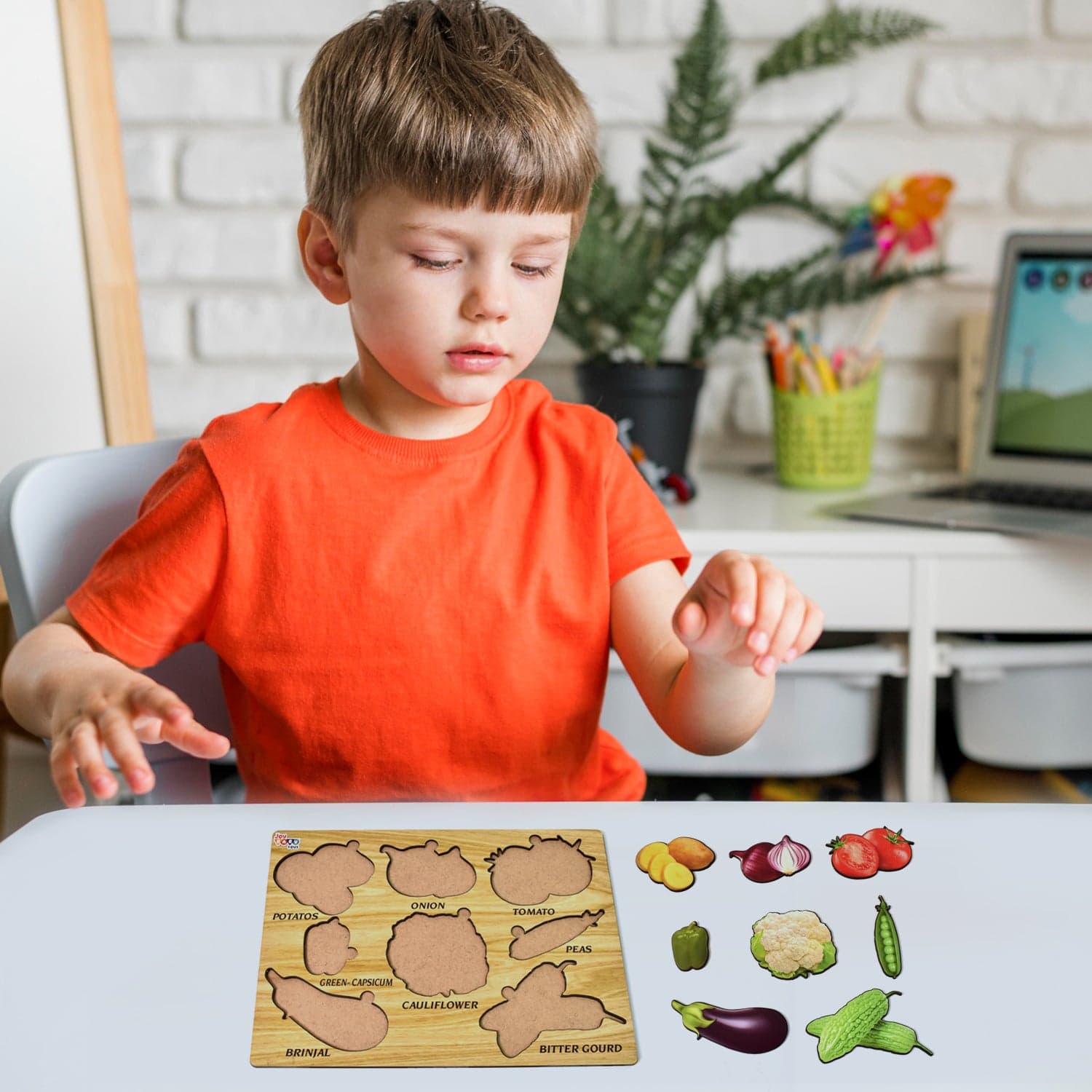 Wooden Vegetable Puzzle Learning Educational Board (1 Set / 28—20 Cm) thumbnail 6