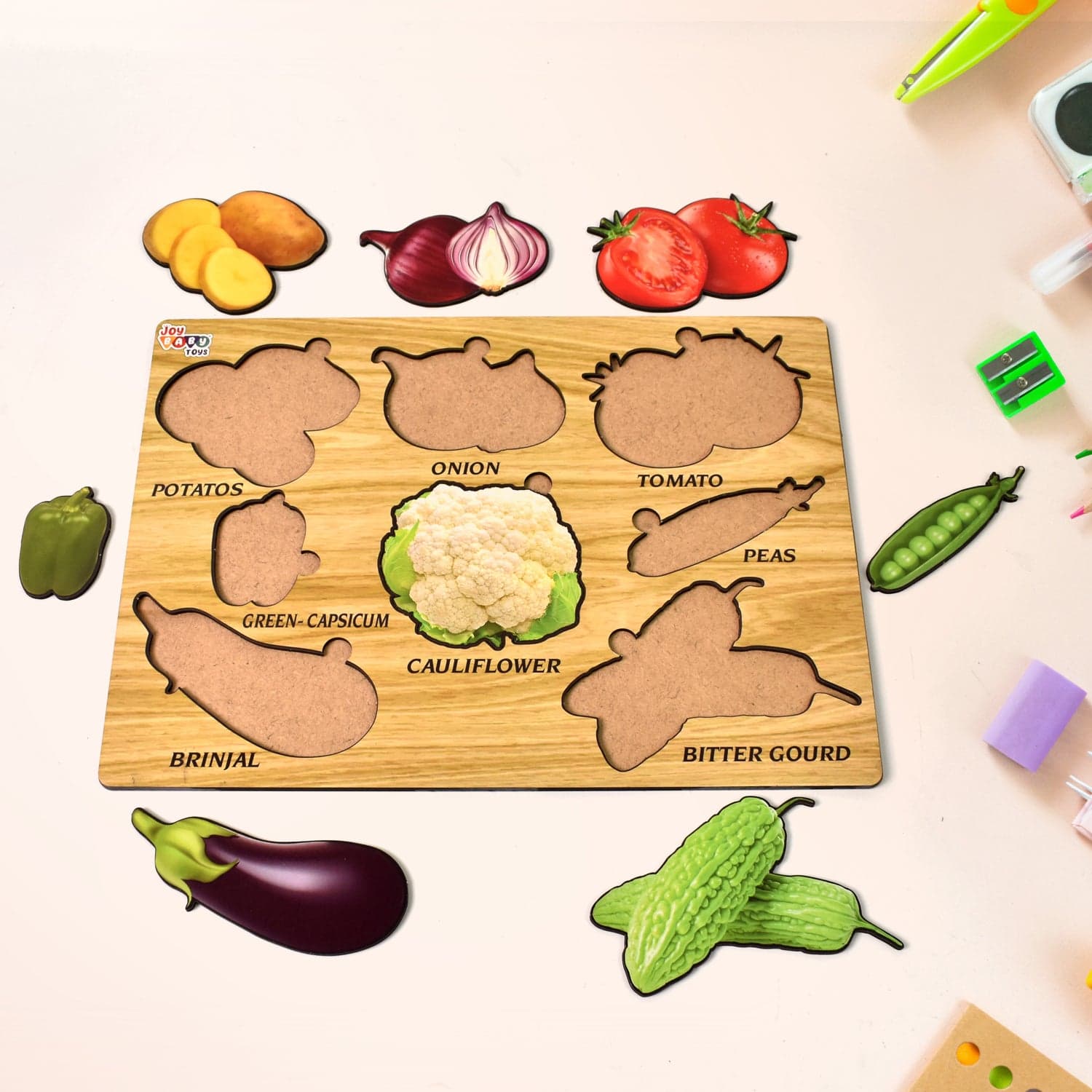 Wooden Vegetable Puzzle Learning Educational Board (1 Set / 28—20 Cm) thumbnail 7