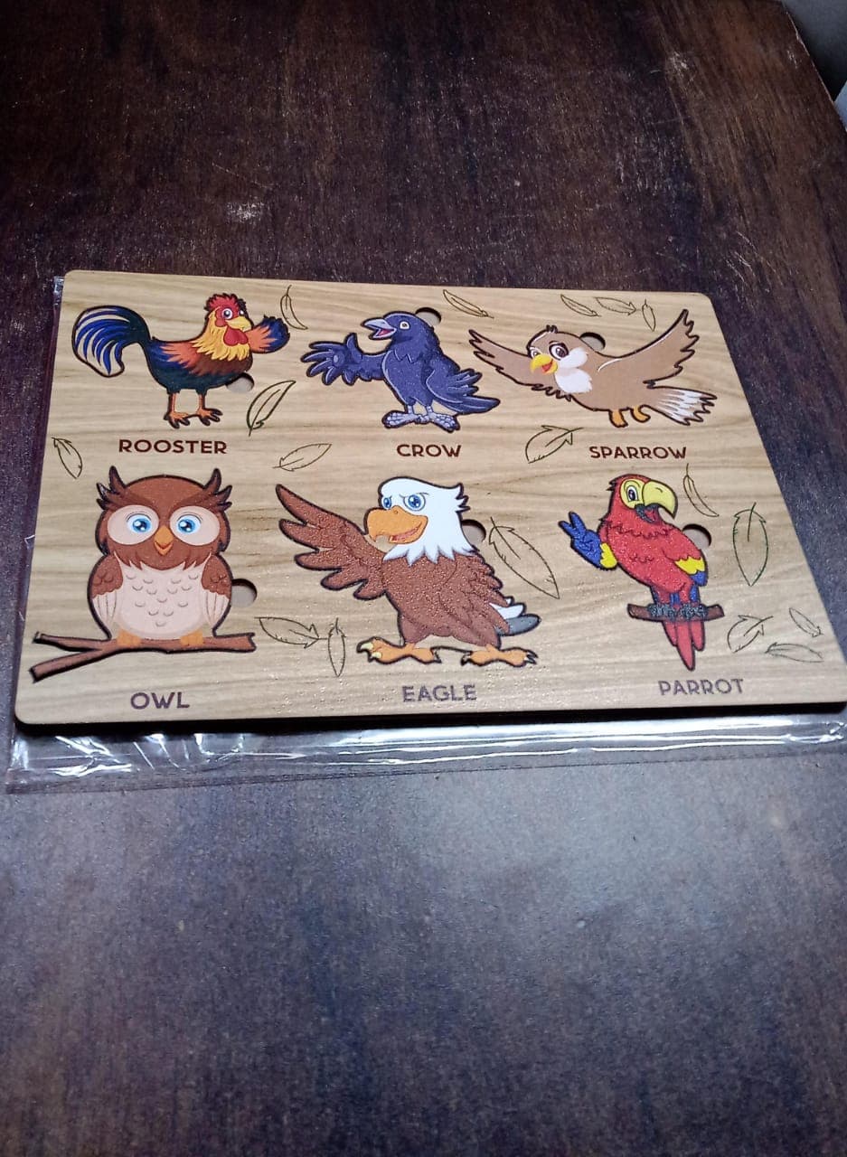 Wooden Bird Puzzle Learning Educational Board (1 Set / 28—20 Cm) thumbnail 7