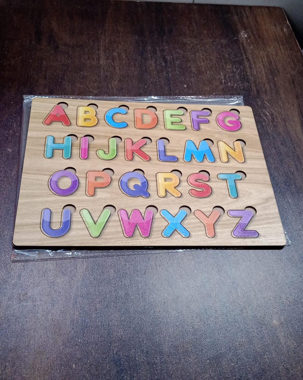 Wooden Puzzle Board ABC Letters Shapes Educational Learning Toys (1 Set) thumbnail 7